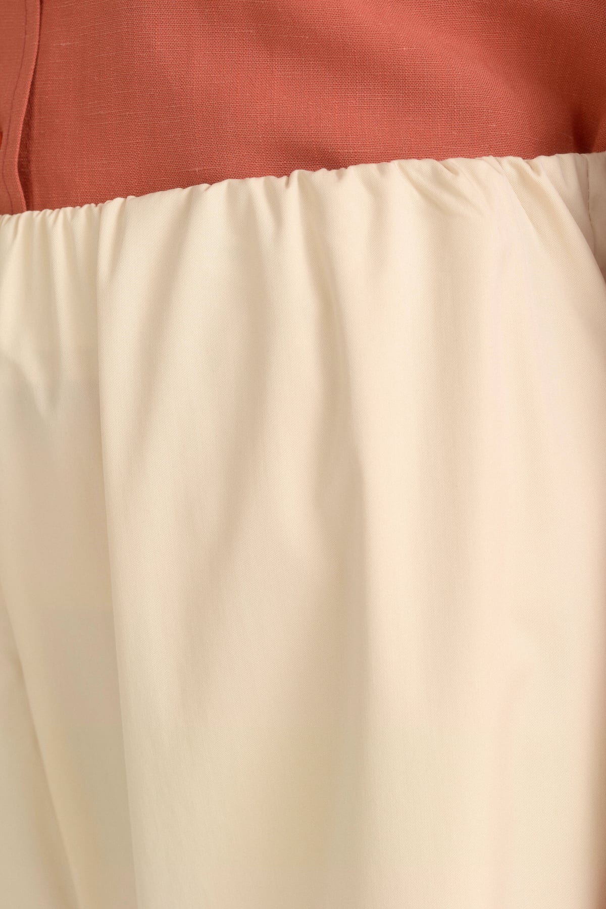 Beli Lastikli Geniş Paça Poplin Pamuk Pantolon  Bej