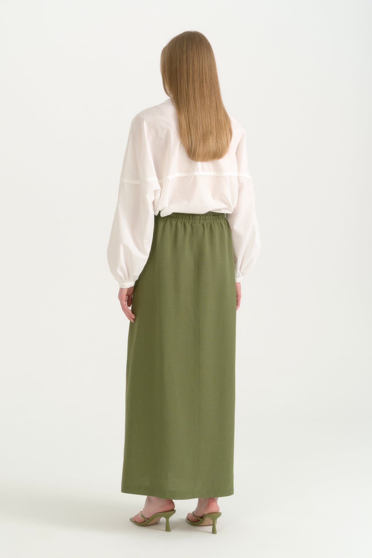 Beli Lastikli Keten Etek  Yeşil