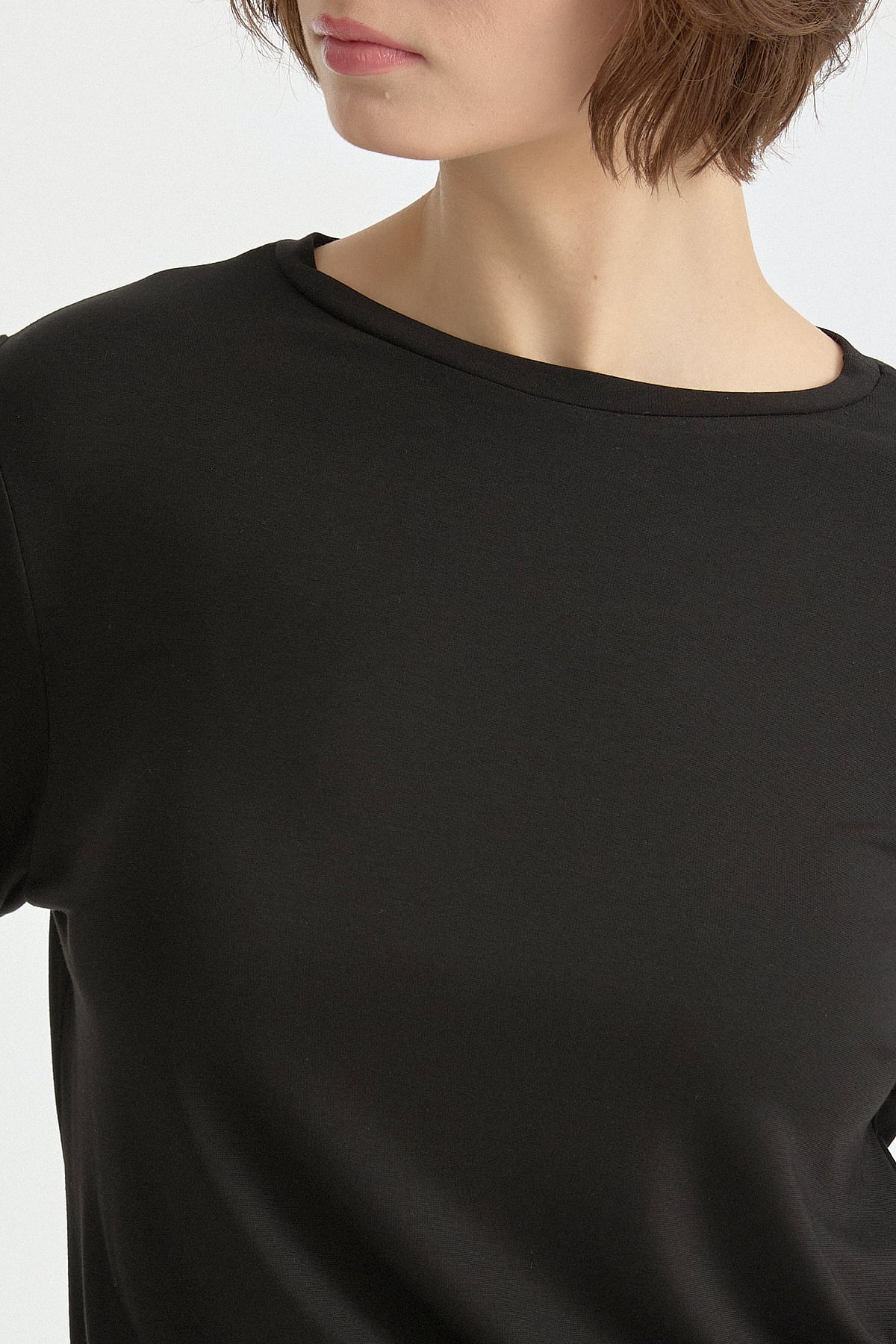 Büyük Beden Basic Örme Bluz  Siyah