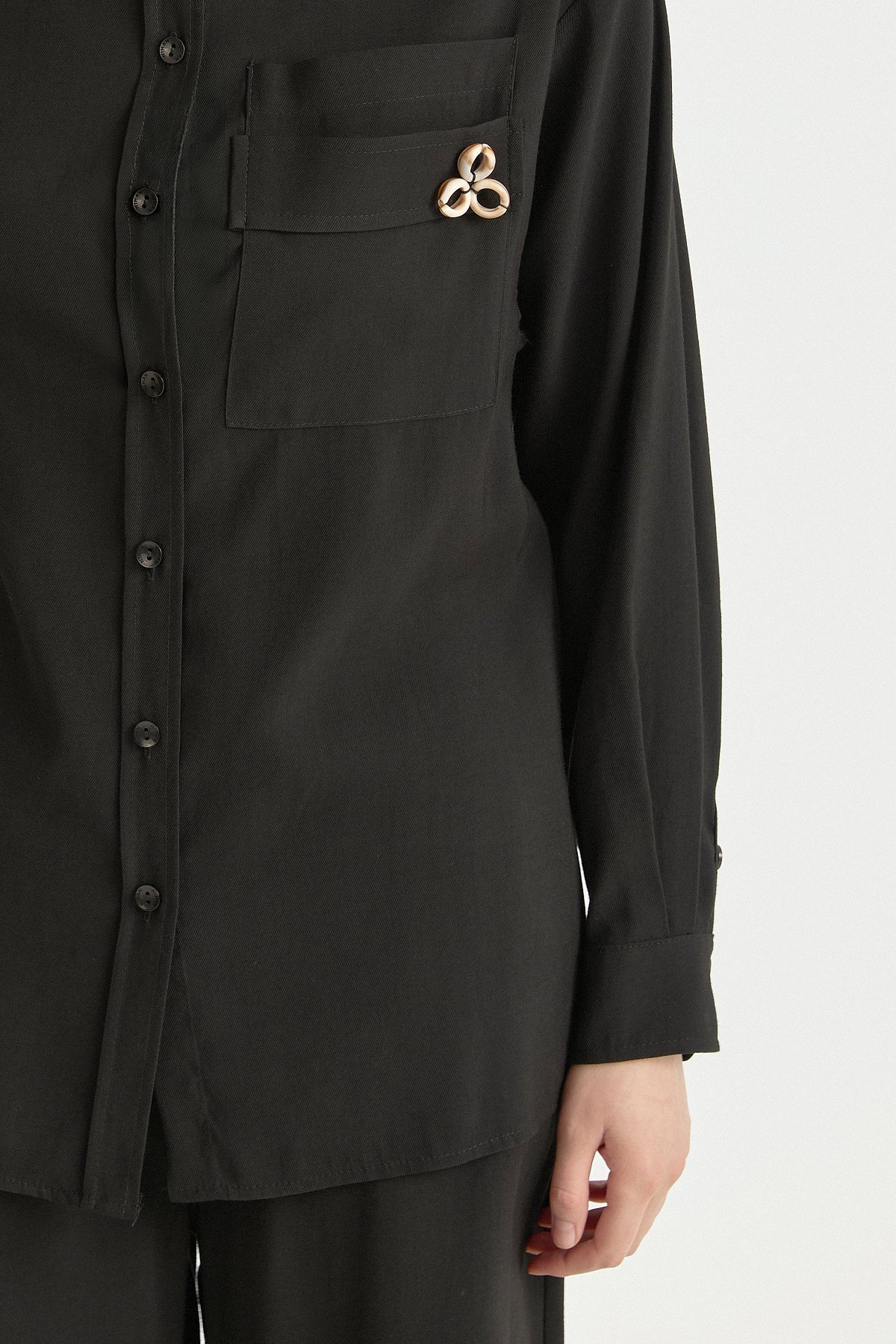 Cep Detaylı Tencel Pantolon Tunik Takım  Siyah