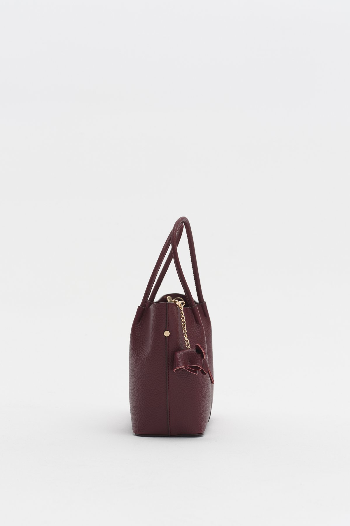 Charm Aksesuarlı Satchel Çanta  Bordo