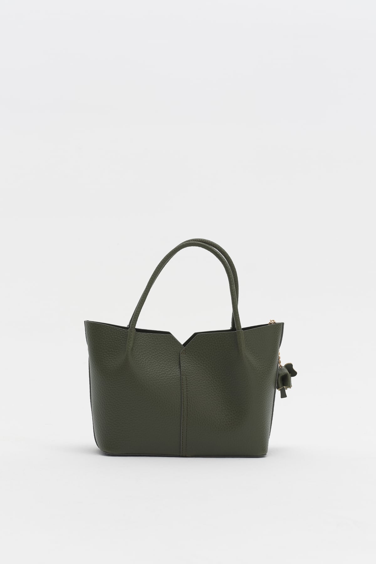 Charm Aksesuarlı Satchel Çanta  Haki