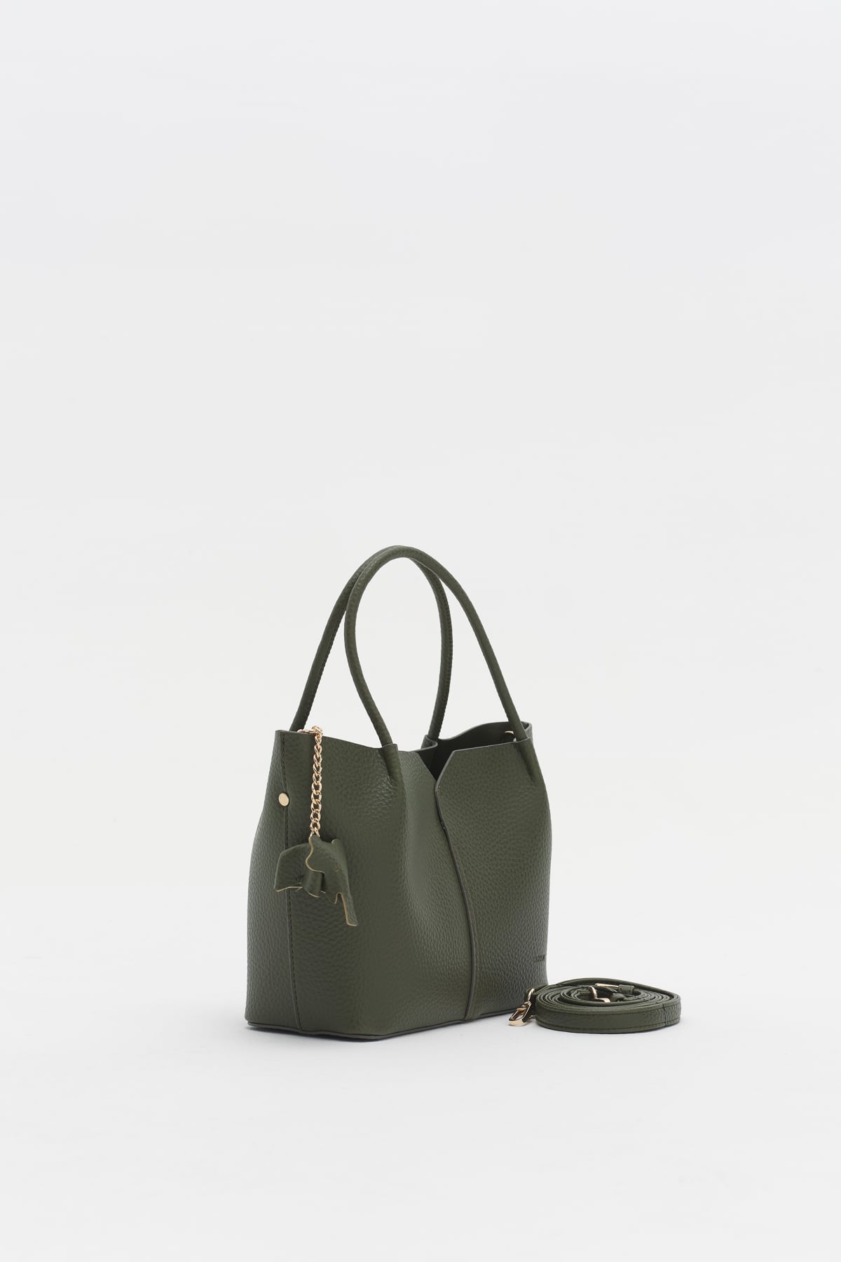 Charm Aksesuarlı Satchel Çanta  Haki