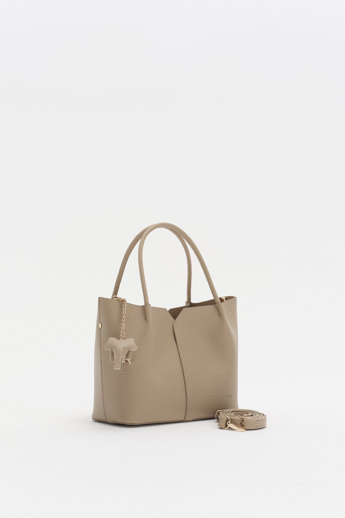 Charm Aksesuarlı Satchel Çanta  Vizon
