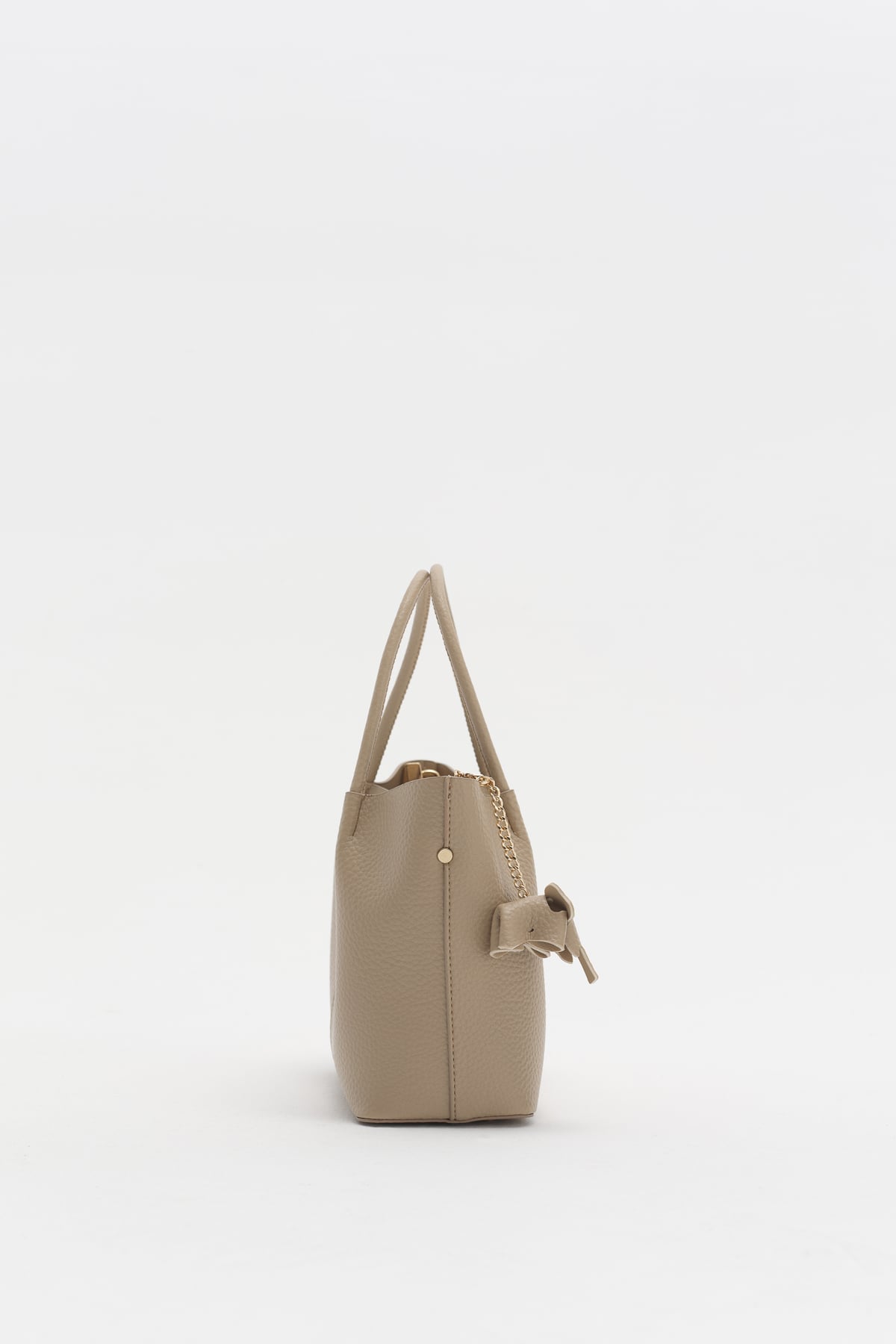 Charm Aksesuarlı Satchel Çanta  Vizon