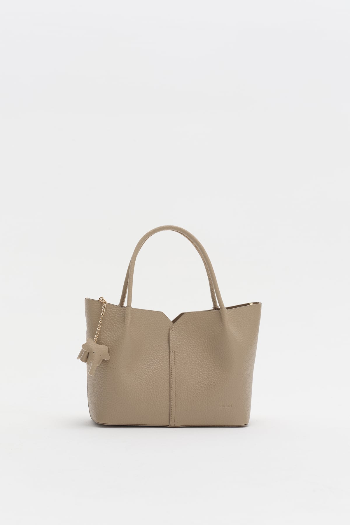 Charm Aksesuarlı Satchel Çanta  Vizon