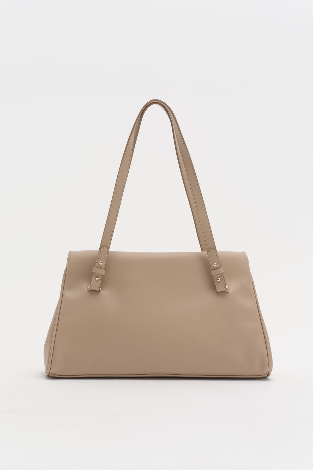 Çift Saplı Charm Detaylı Shopper Çanta  Toprak