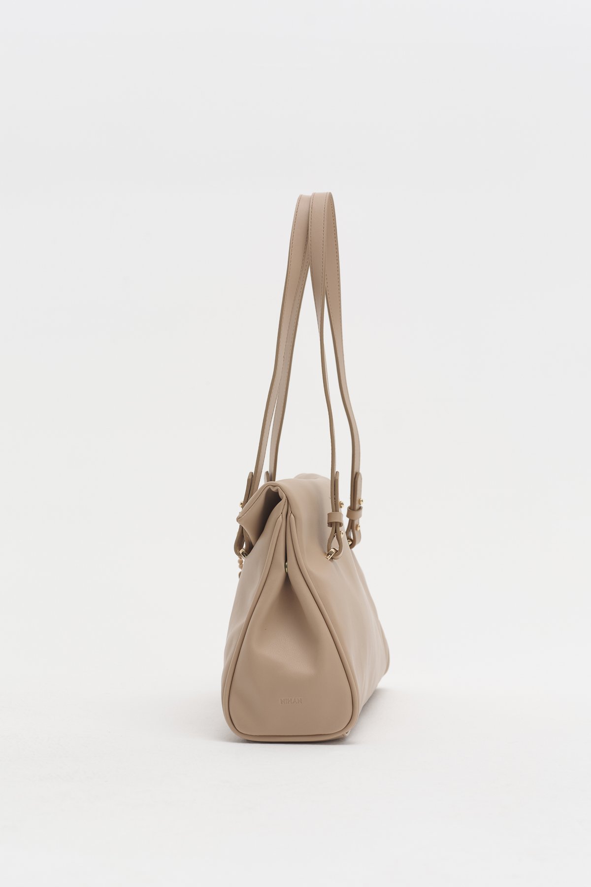 Çift Saplı Charm Detaylı Shopper Çanta  Toprak