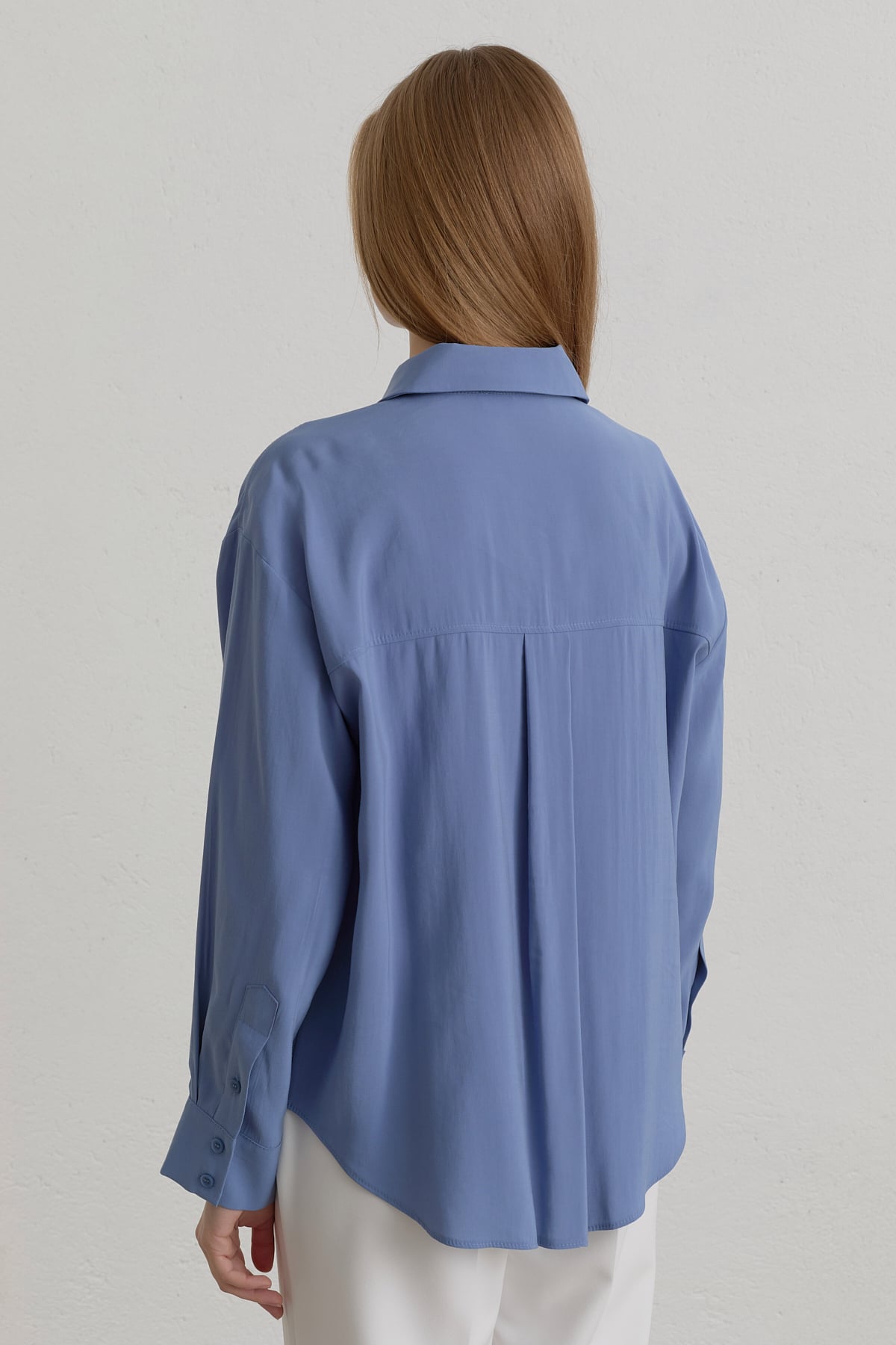 Düşük Kollu Basic Modal Gömlek  İndigo