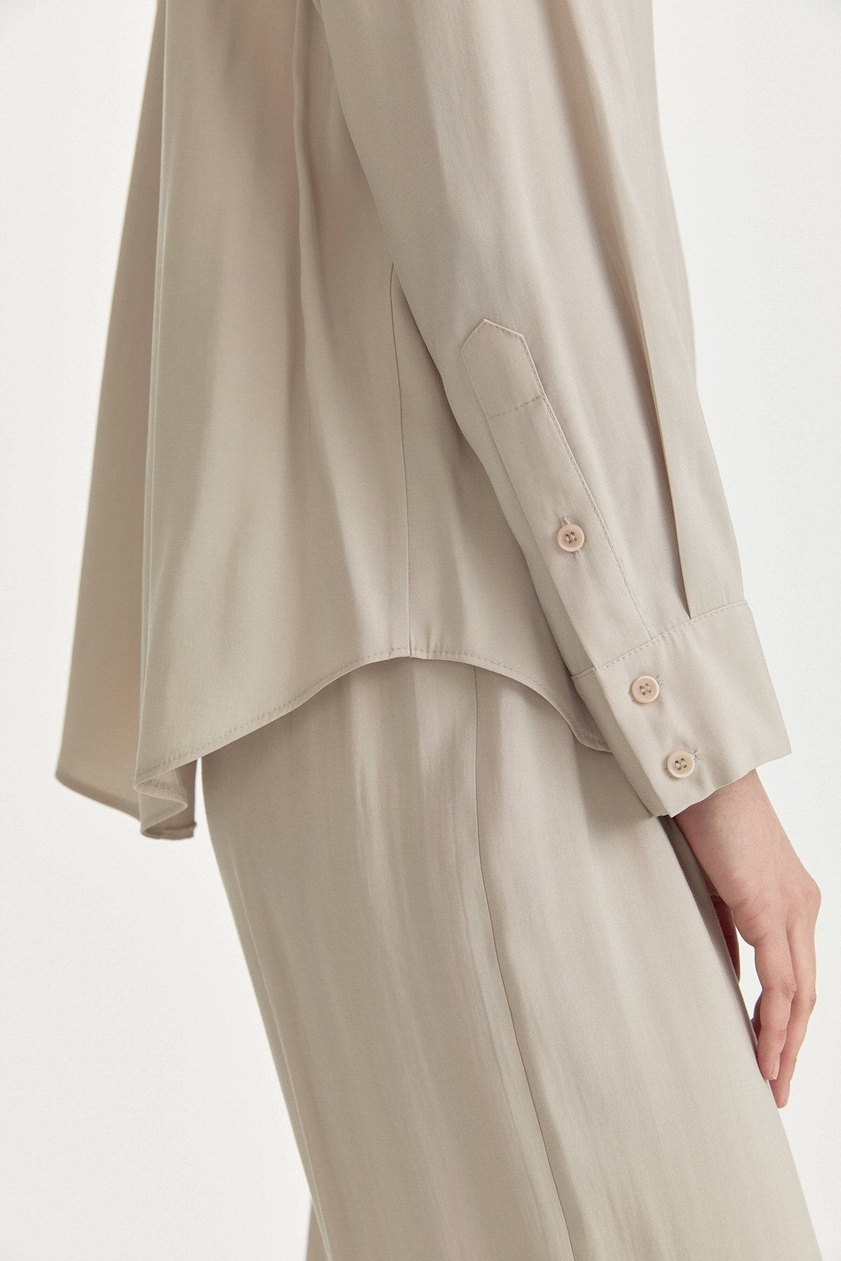 Düşük Kollu Basic Modal Gömlek  Taş