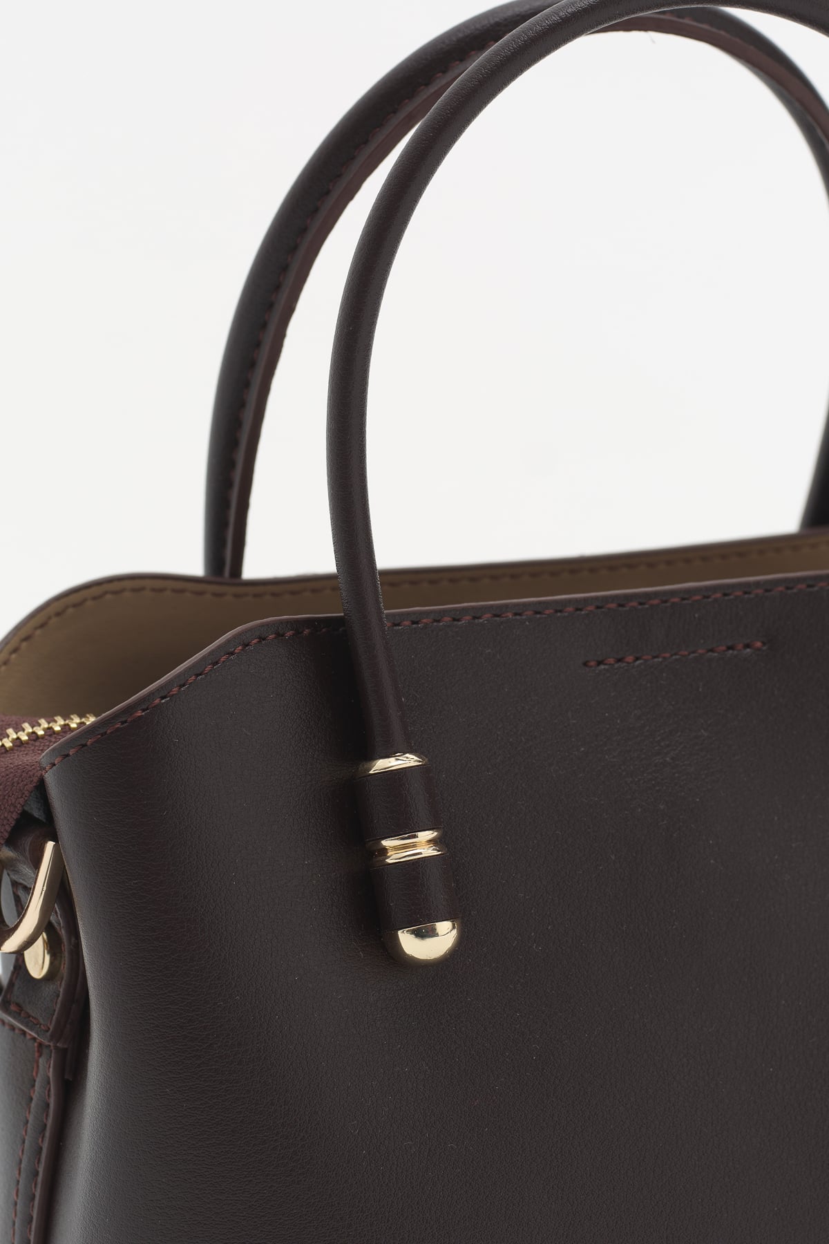 Fermuarlı Satchel Çanta  Kahve