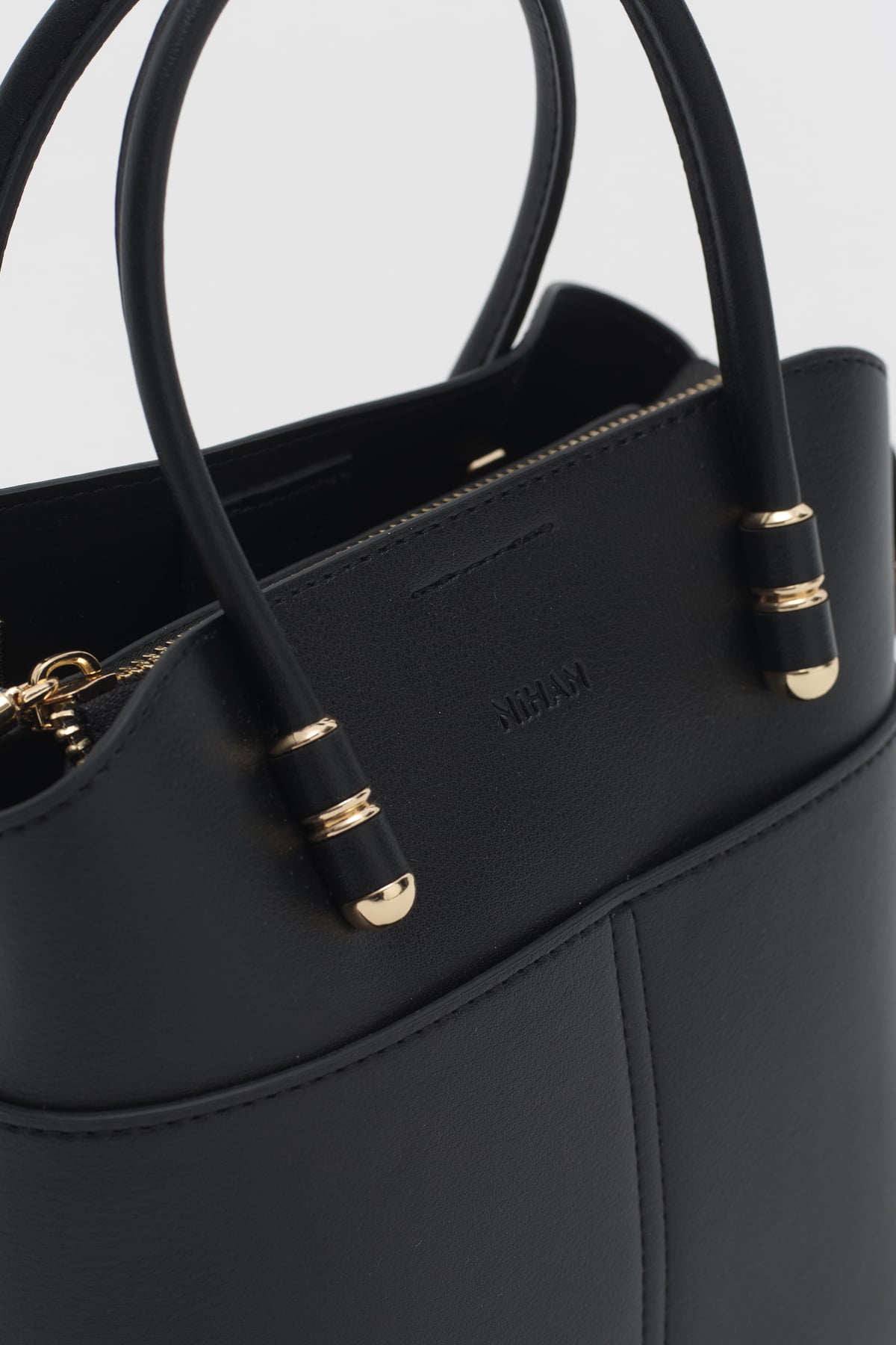 Fermuarlı Satchel Çanta  Siyah