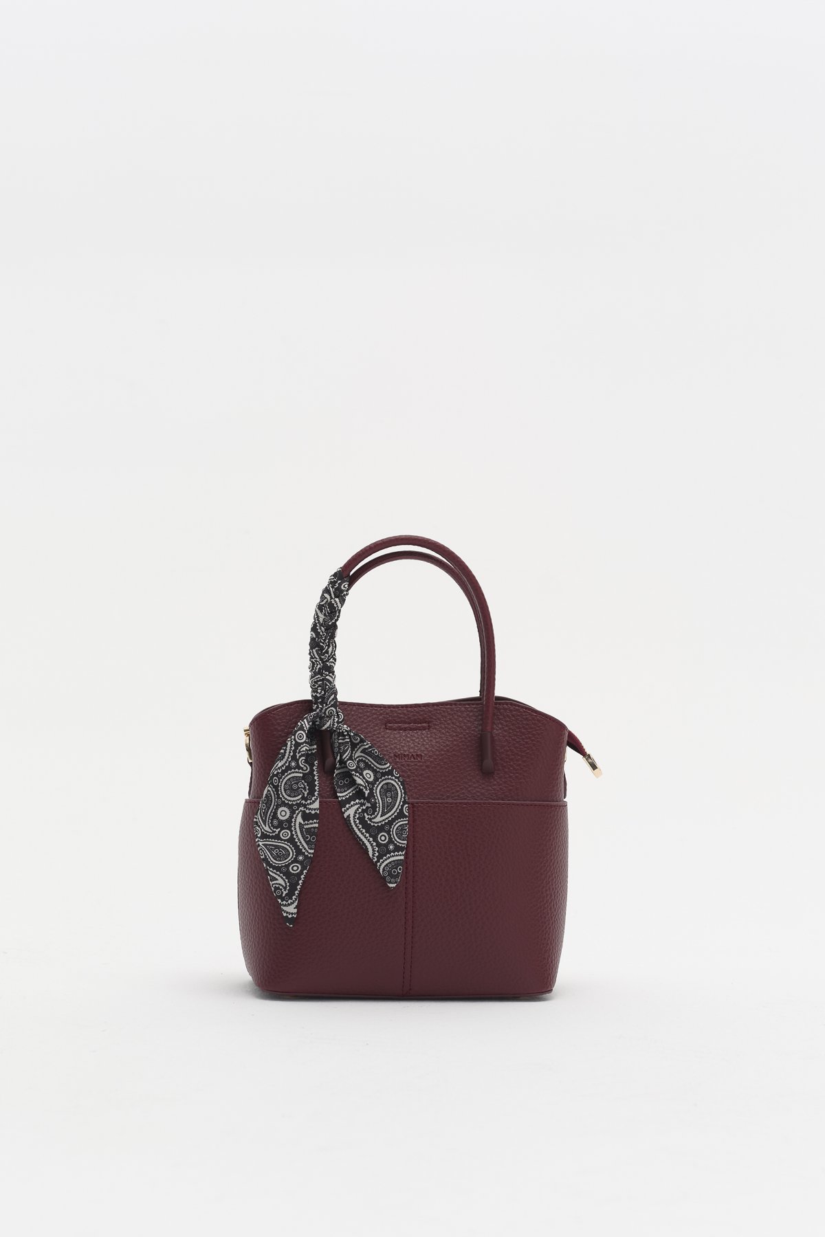 Fular Aksesuarlı Satchel Çanta  Bordo