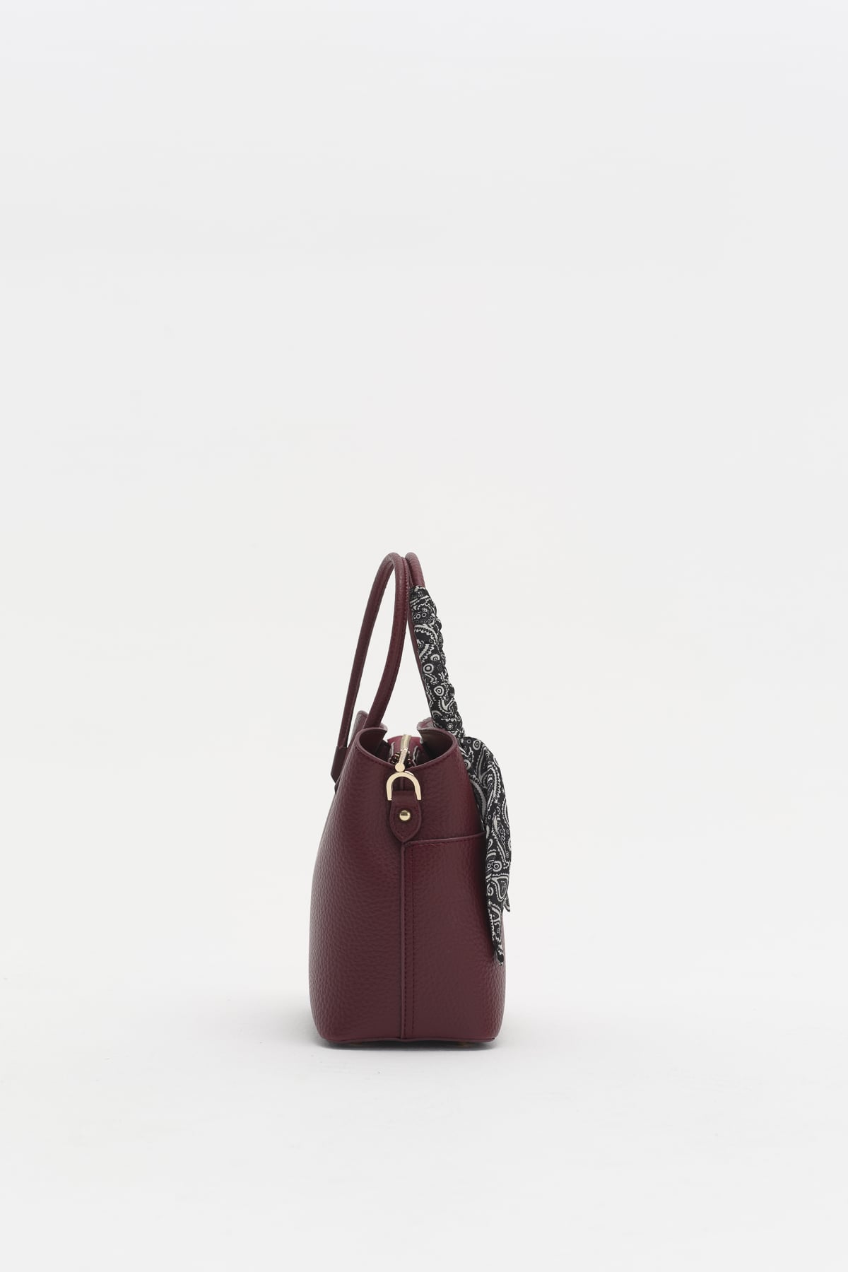 Fular Aksesuarlı Satchel Çanta  Bordo