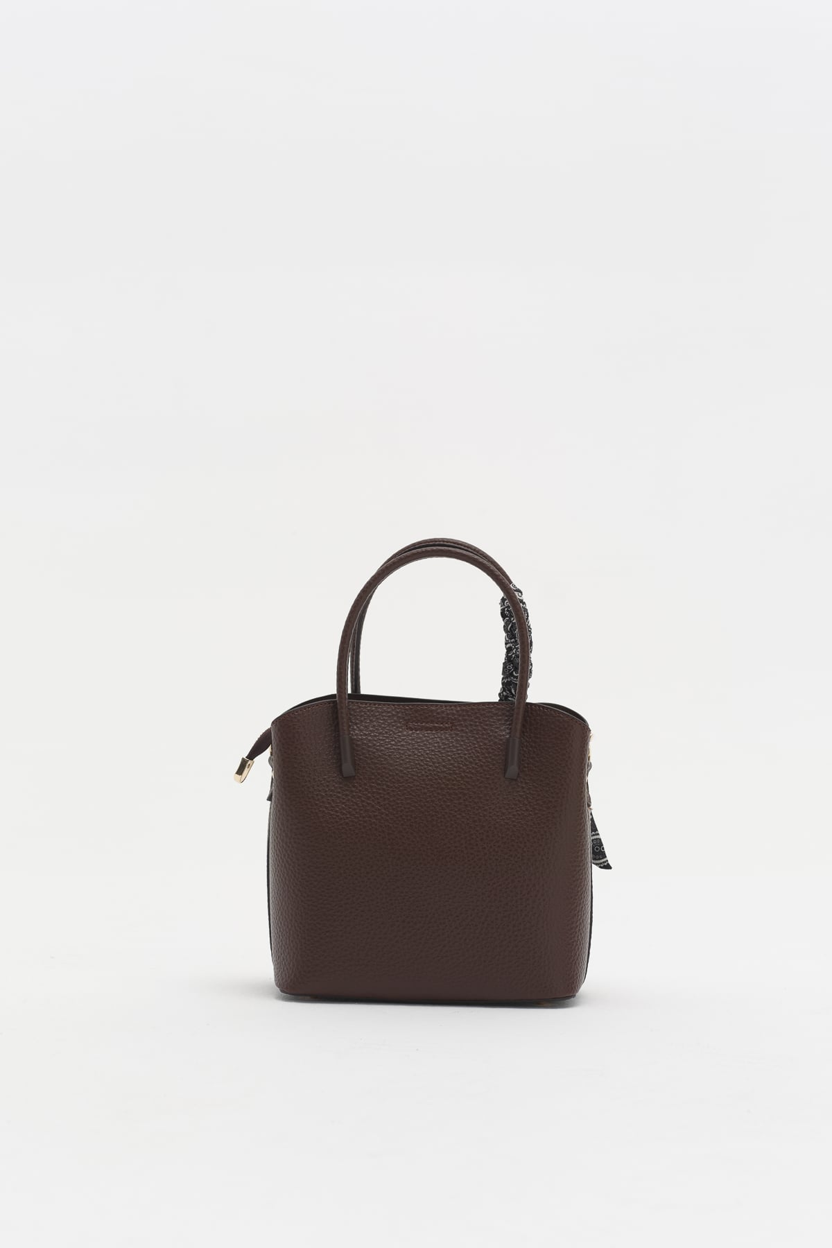 Fular Aksesuarlı Satchel Çanta  Kahve