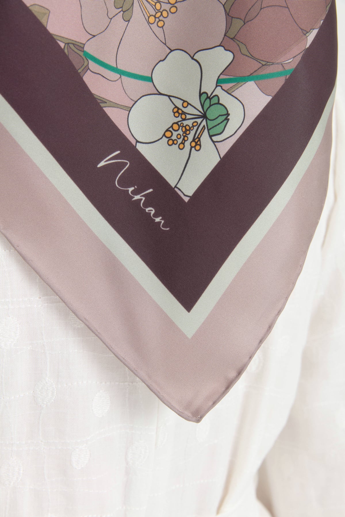 Garden Whisper Twill İpek Eşarp  Gül Kurusu