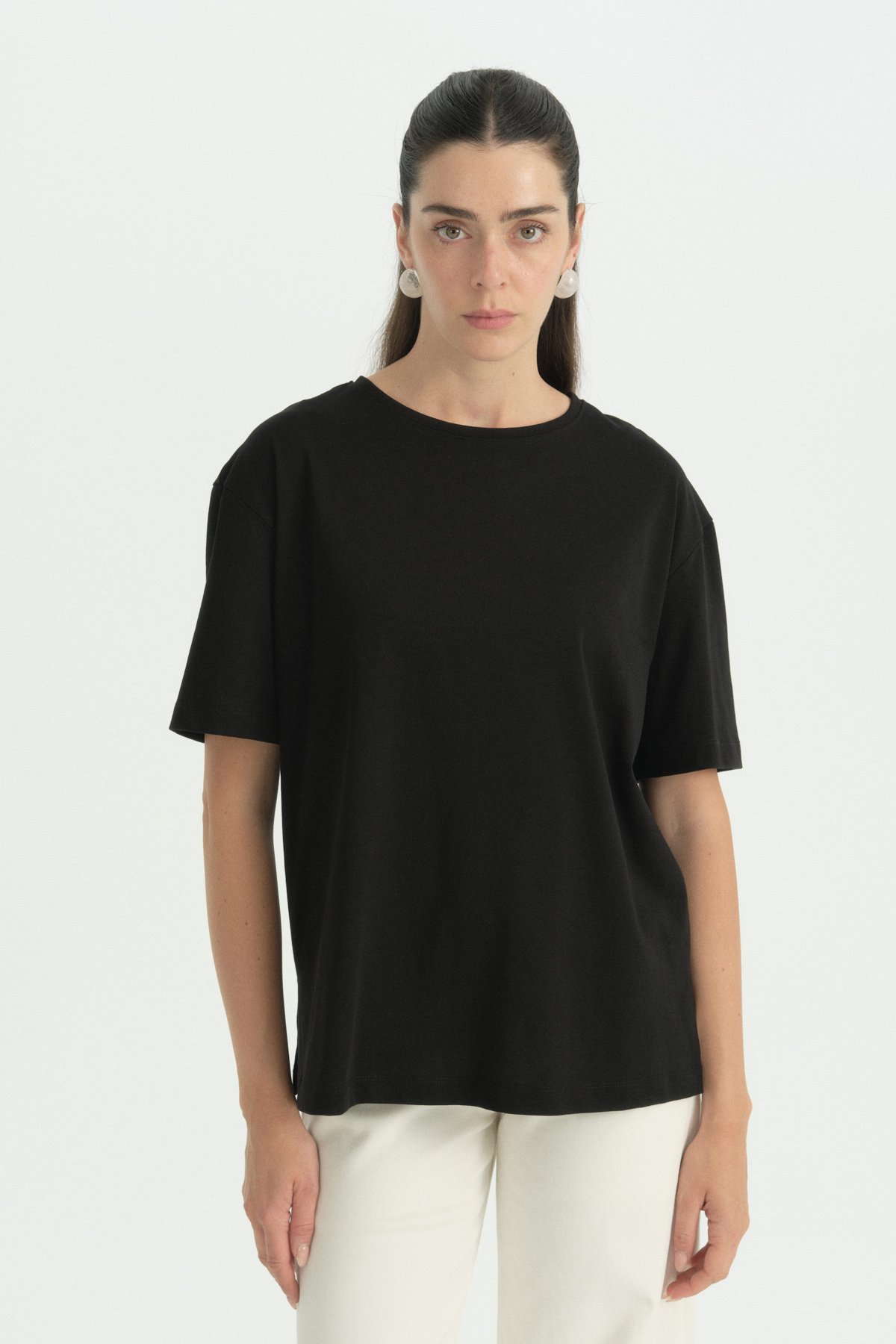 Kısa Kollu Basic Pamuk T-Shirt  Siyah