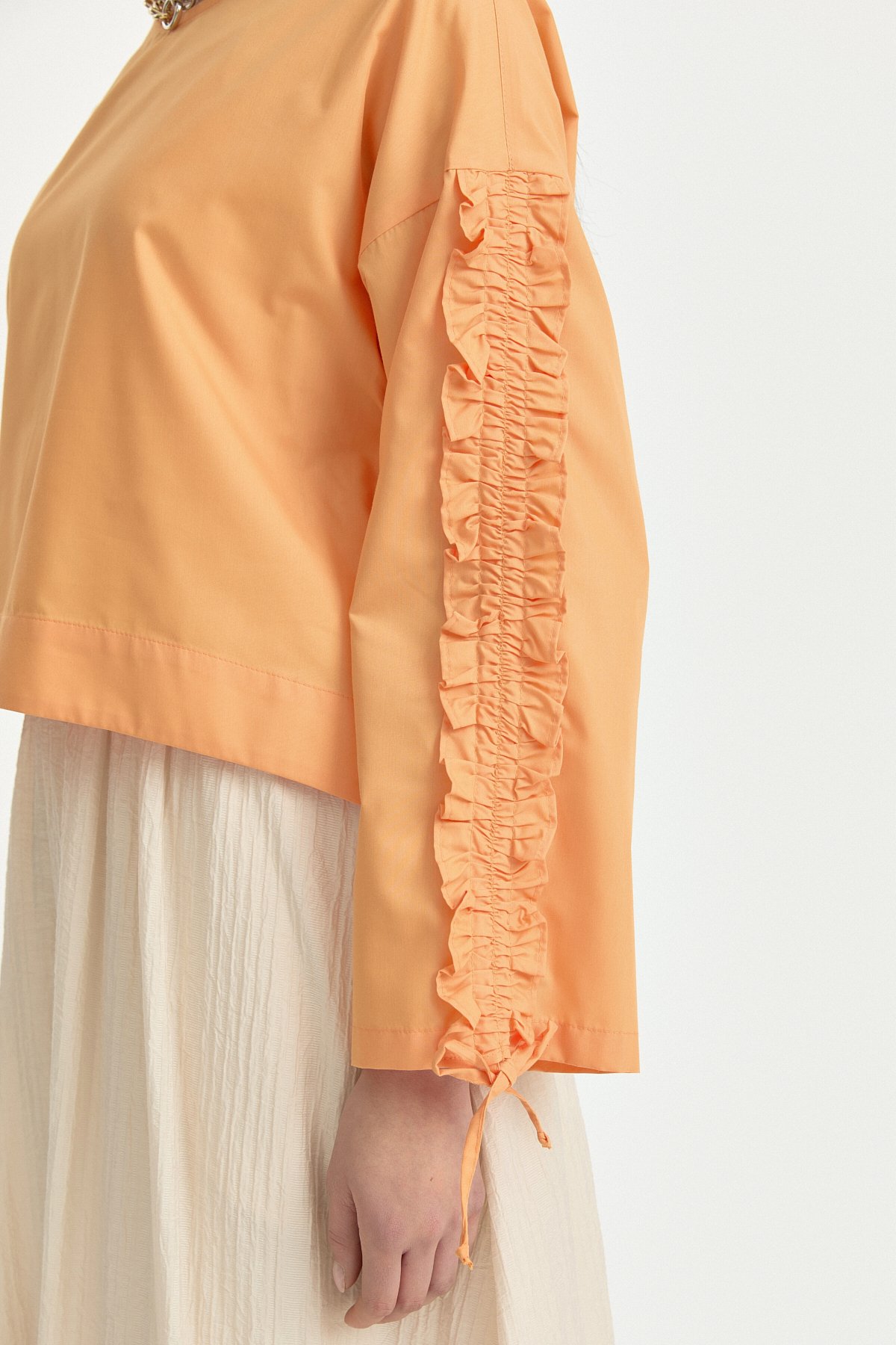 Kolları Büzgü Detaylı Bluz  Oranj