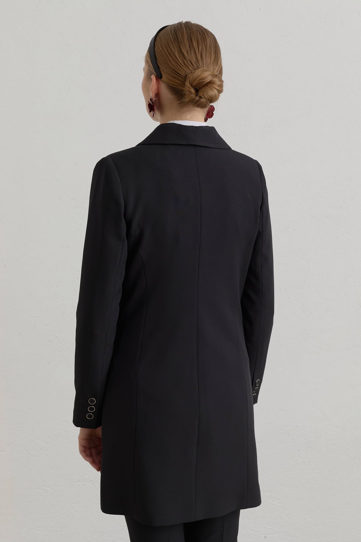 Kruvaze Blazer Basic Ceket  Siyah