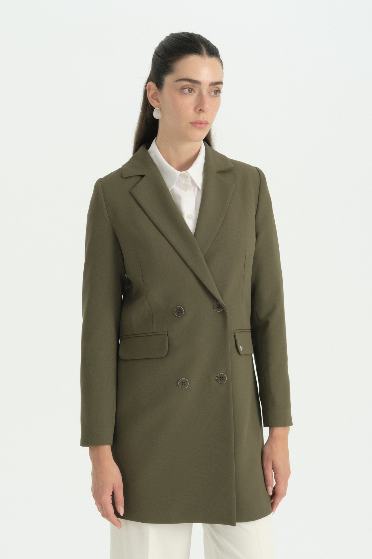 Kruvaze Blazer Ceket  Haki