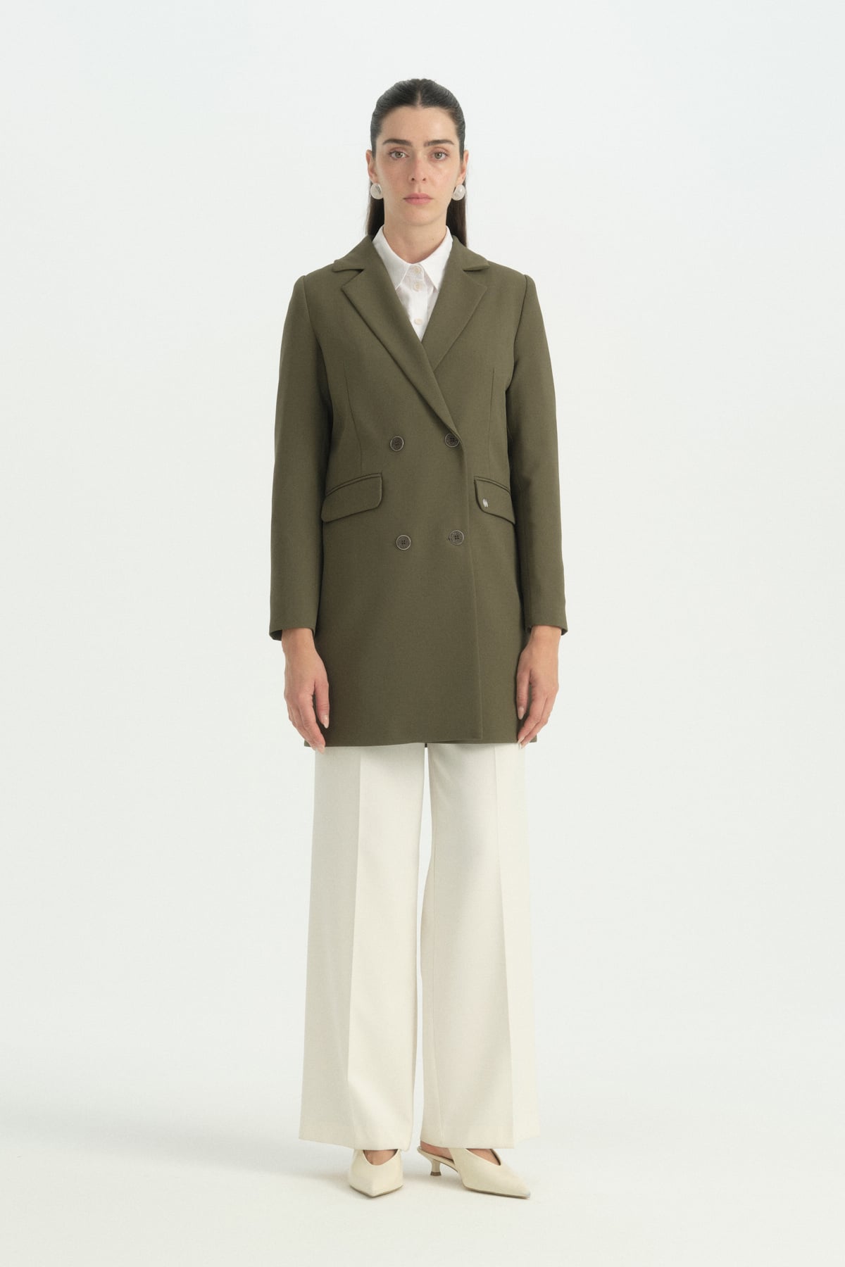 Kruvaze Blazer Ceket  Haki