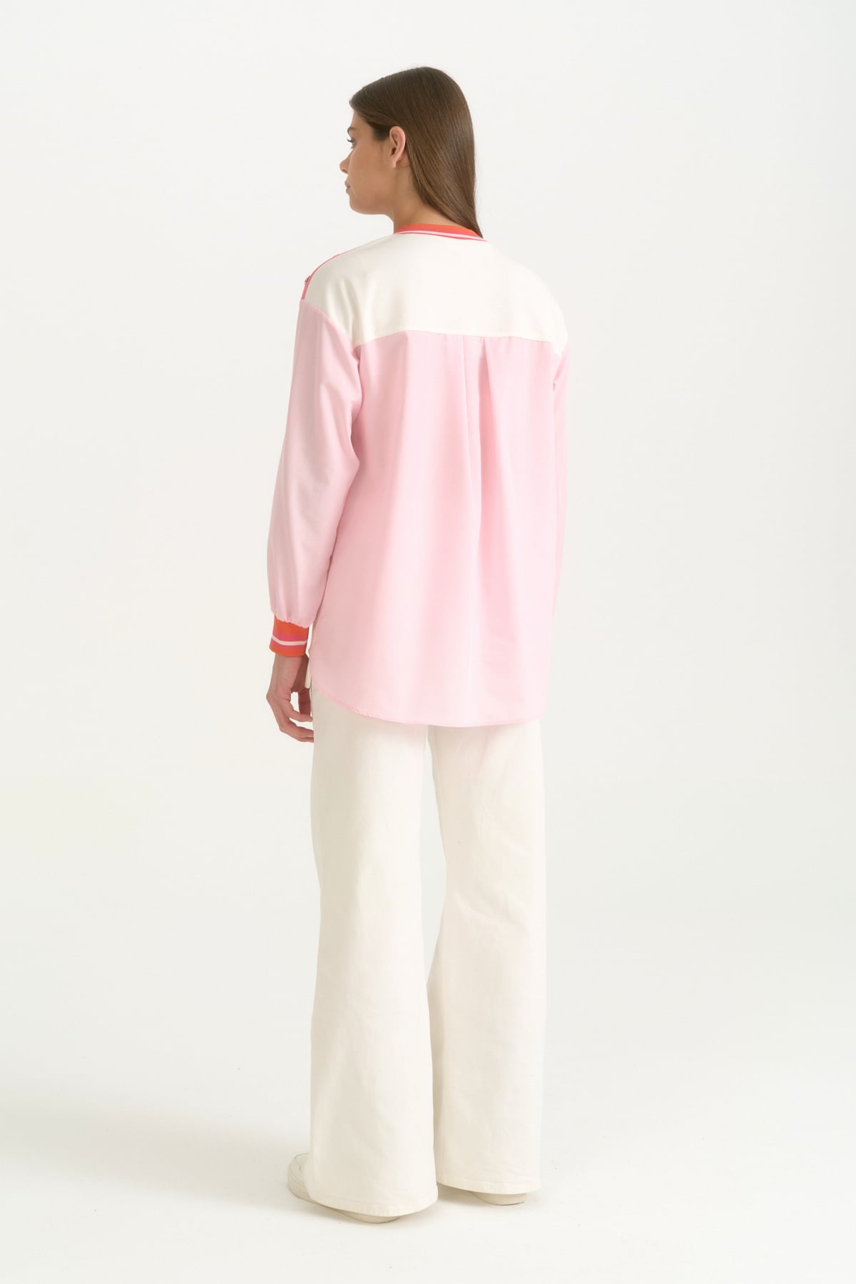 Kumaş Mixli Ribanalı Modal Karışımlı Sweat  Pembe