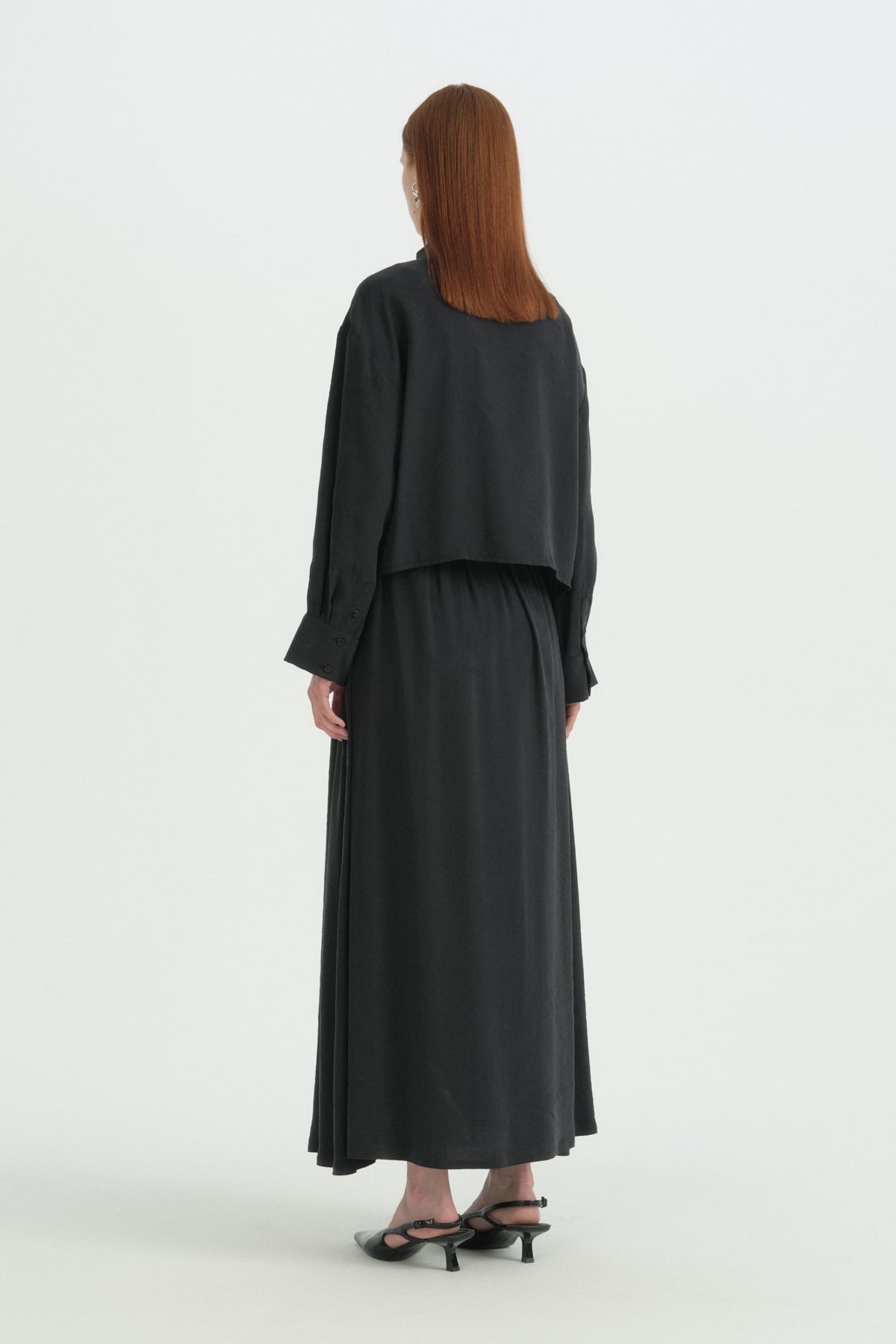 Modal Gömlek Etek Takım  Siyah