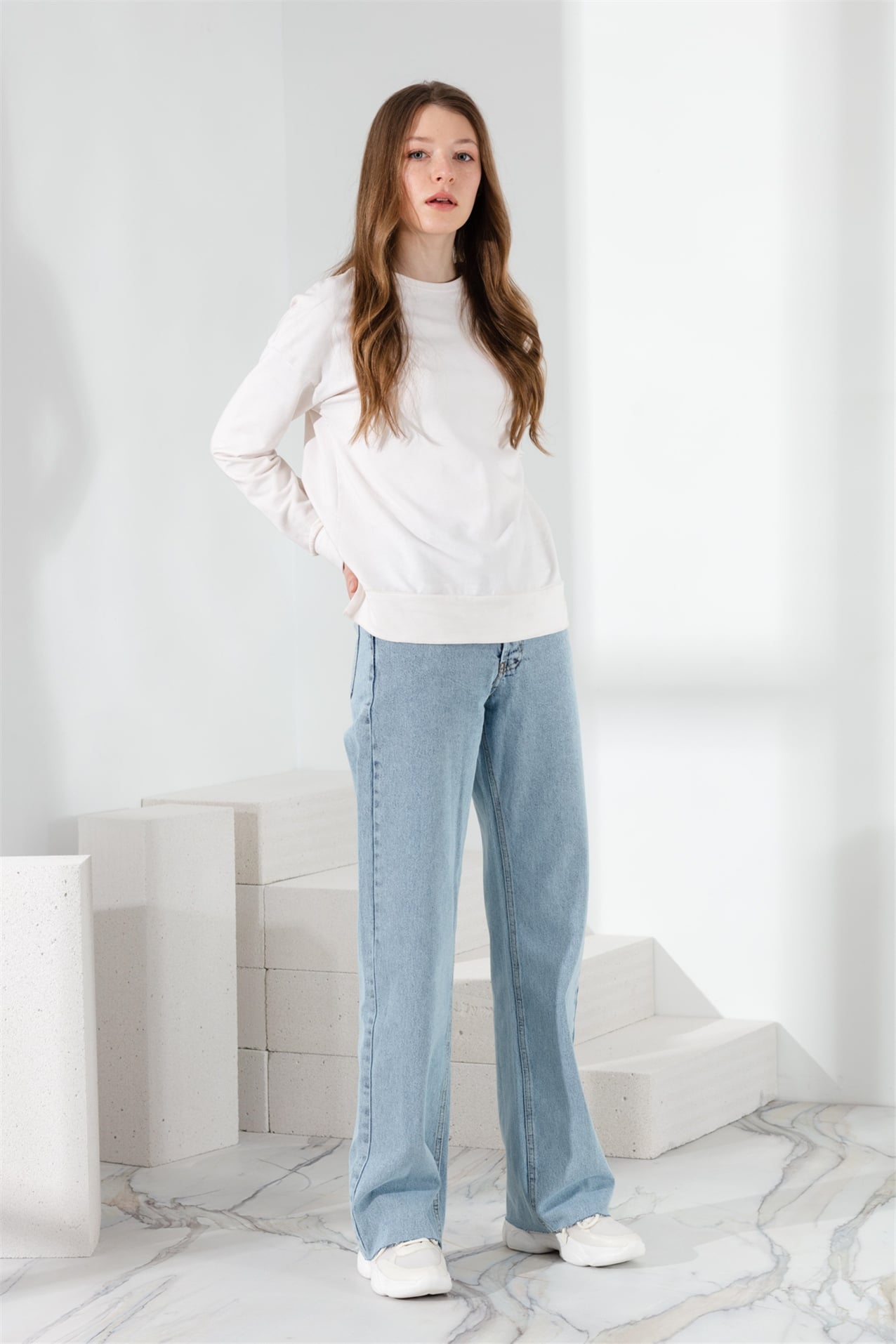 MY MAGAZİN Pantolon 90's Denim Pantolon  Açık Mavi_modest