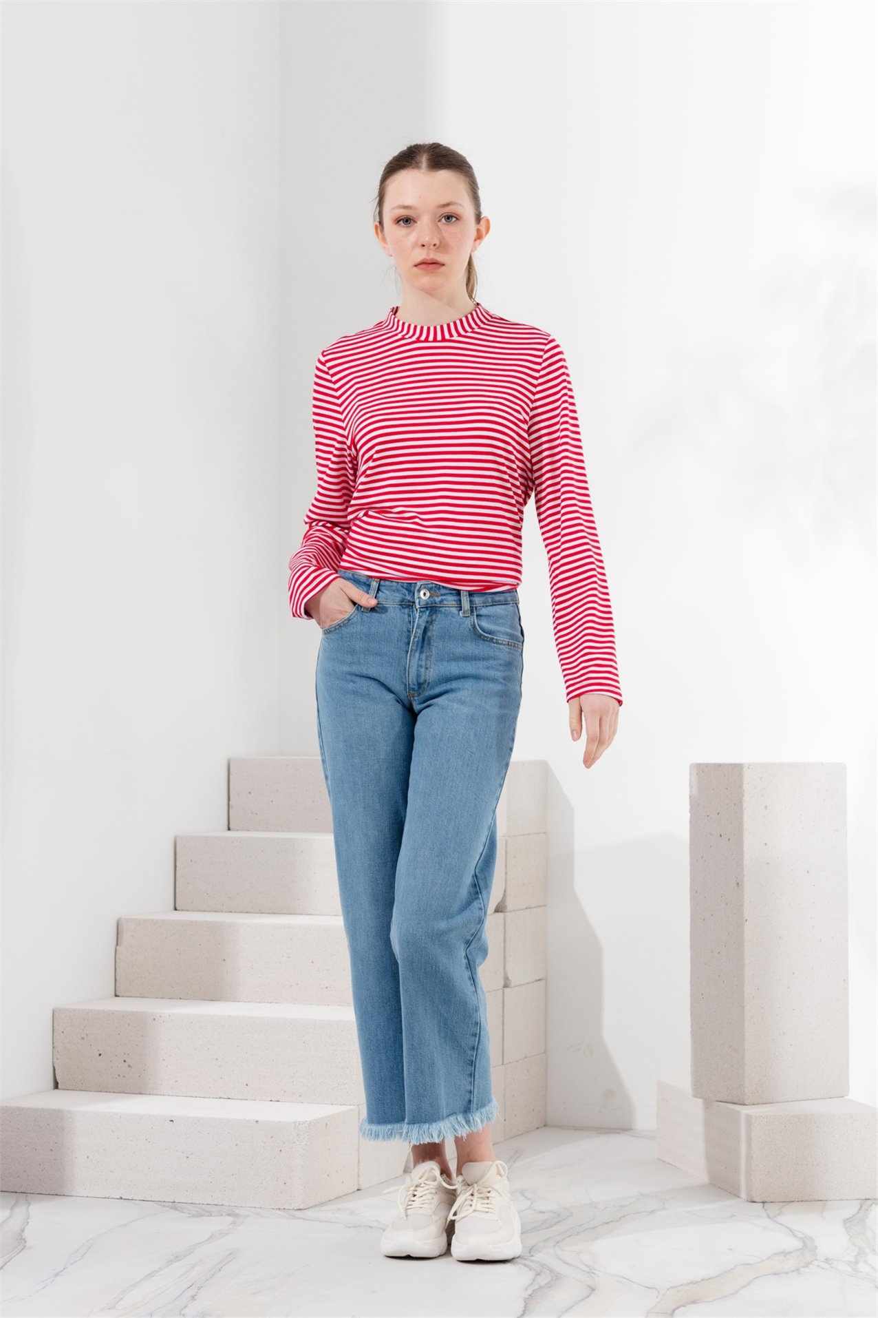 MY MAGAZİN Pantolon Denim Bol Pantolon  Açık Mavi_modest