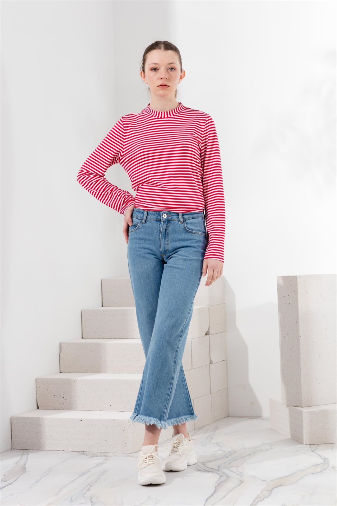 MY MAGAZİN Pantolon Denim Bol Pantolon  Açık Mavi_modest