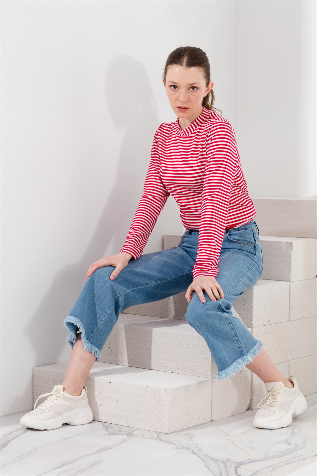 MY MAGAZİN Pantolon Denim Bol Pantolon  Açık Mavi_modest