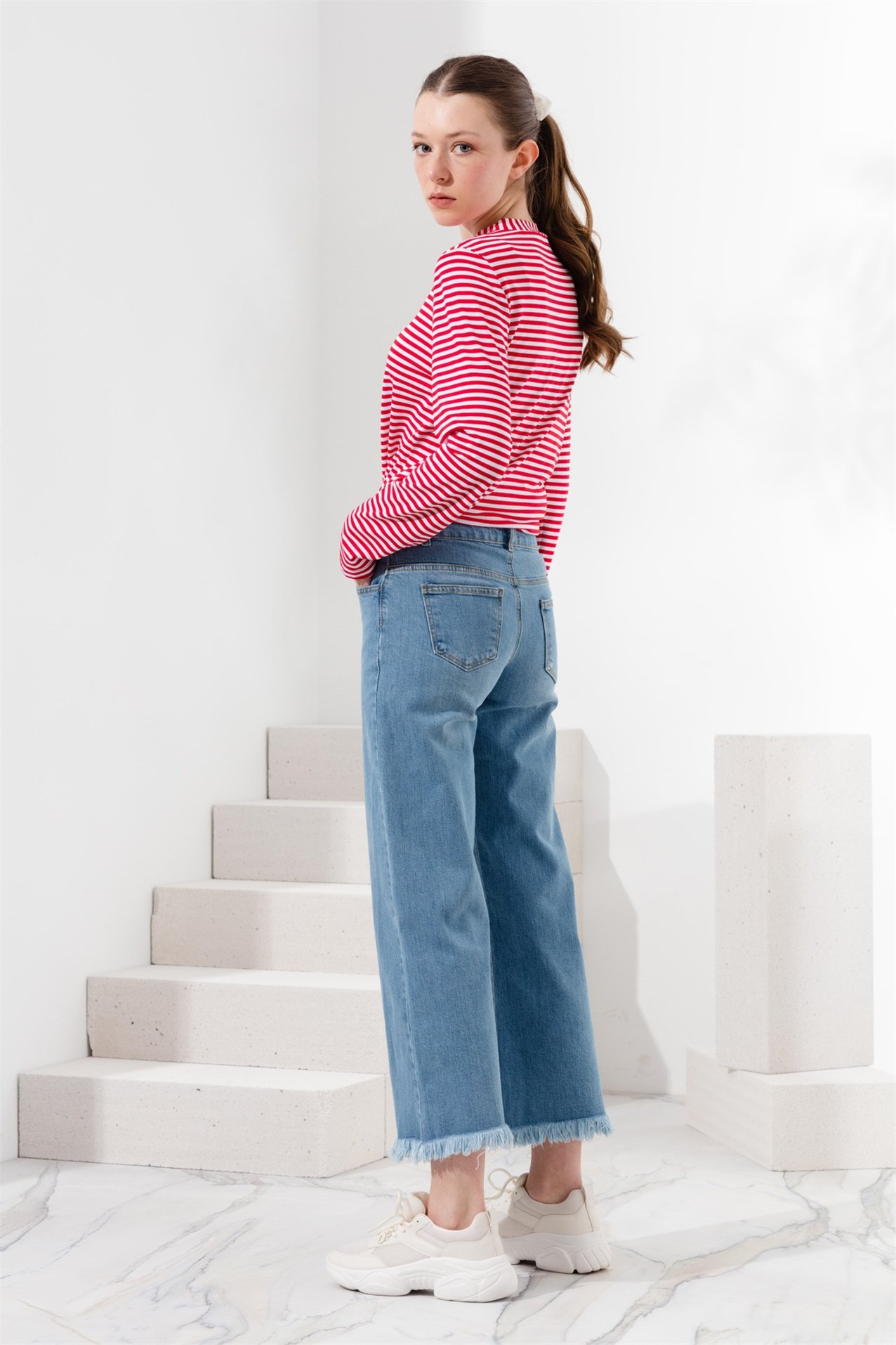 MY MAGAZİN Pantolon Denim Bol Pantolon  Açık Mavi_modest