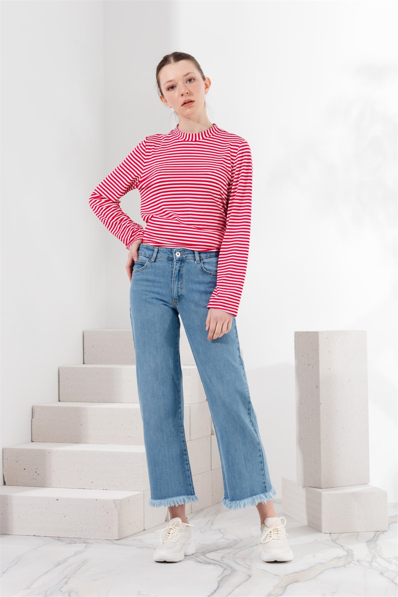 MY MAGAZİN Pantolon Denim Bol Pantolon  Açık Mavi_modest