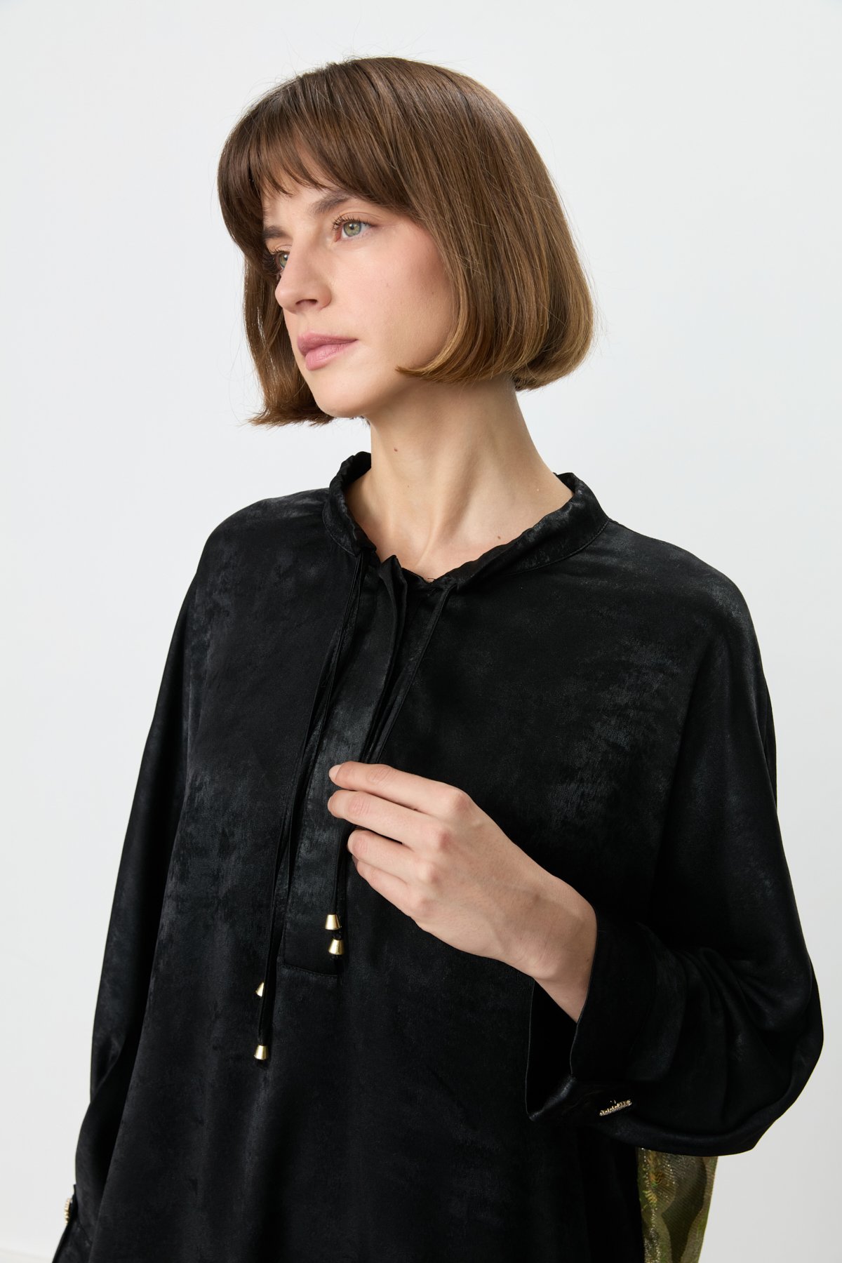 MY312 Takım Arkası Desenli Pantolon Tunik Takım  Siyah_modest