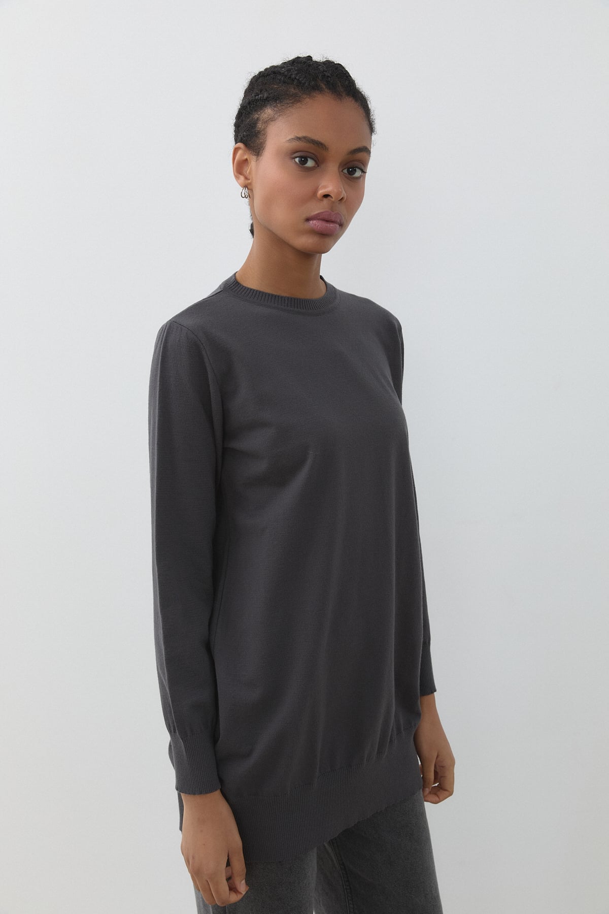 Nihan Basic Triko Tunik  Füme