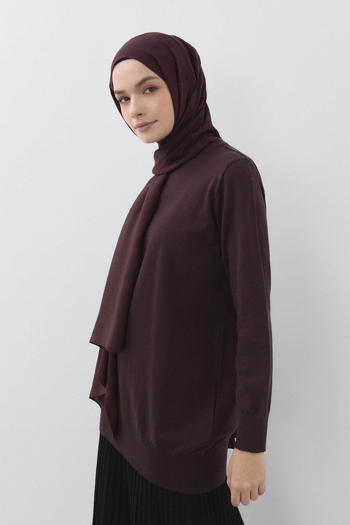 Nihan Basic Triko Tunik  Kahve
