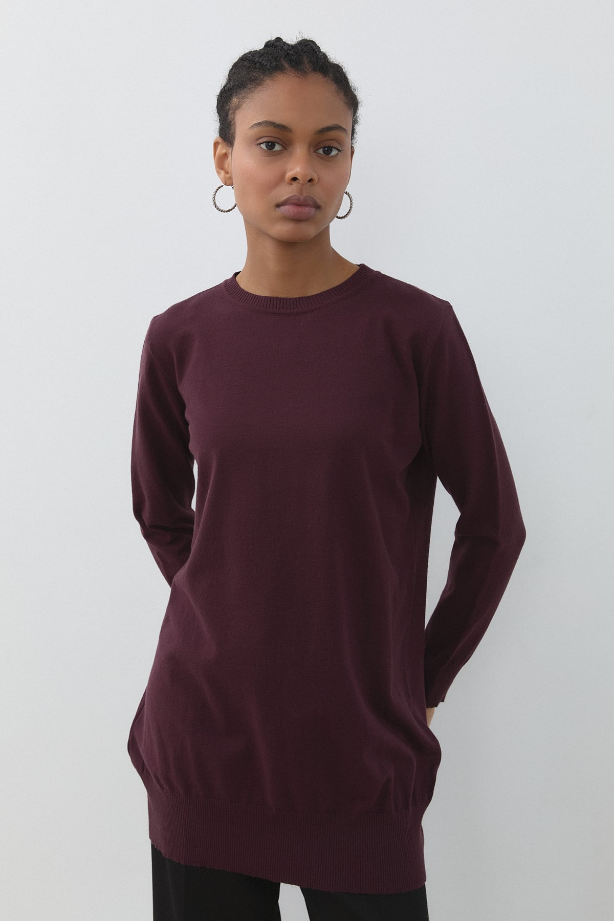 Nihan Basic Triko Tunik  Mürdüm