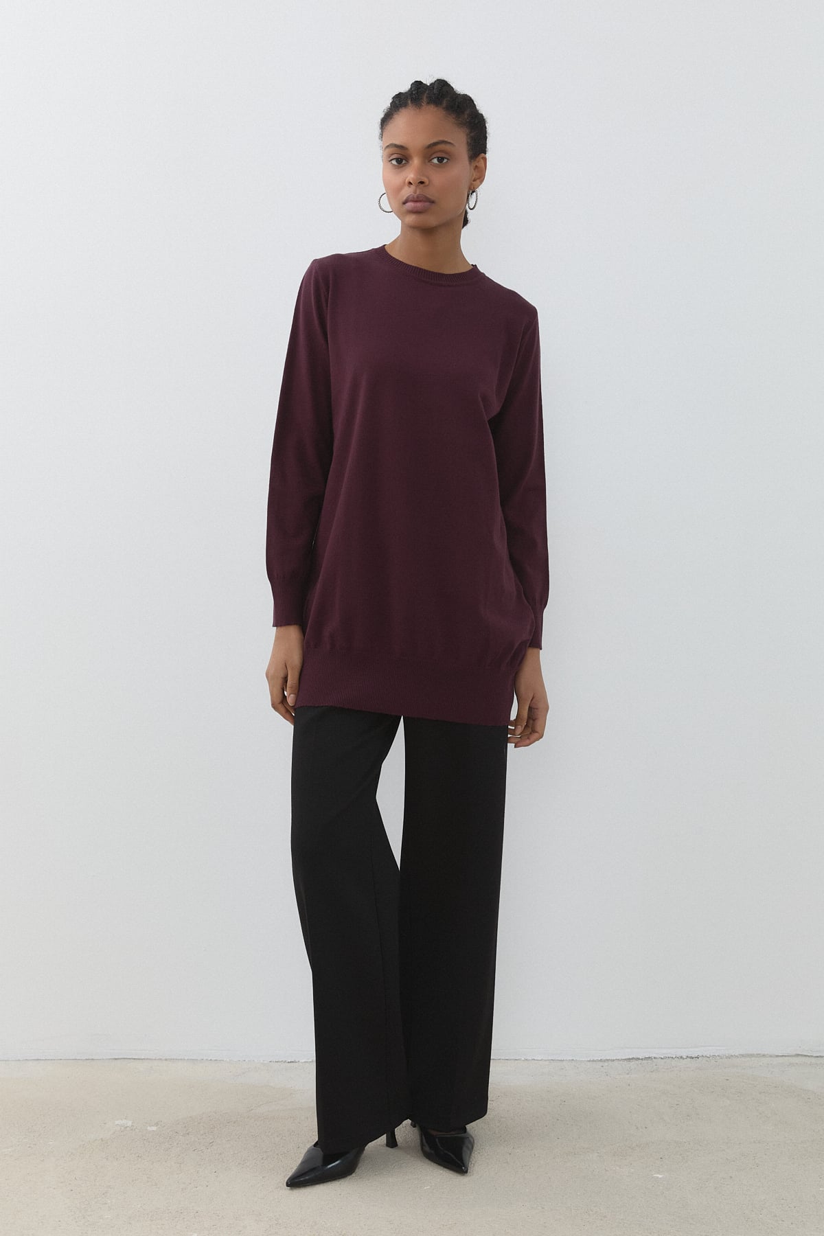 Nihan Basic Triko Tunik  Mürdüm
