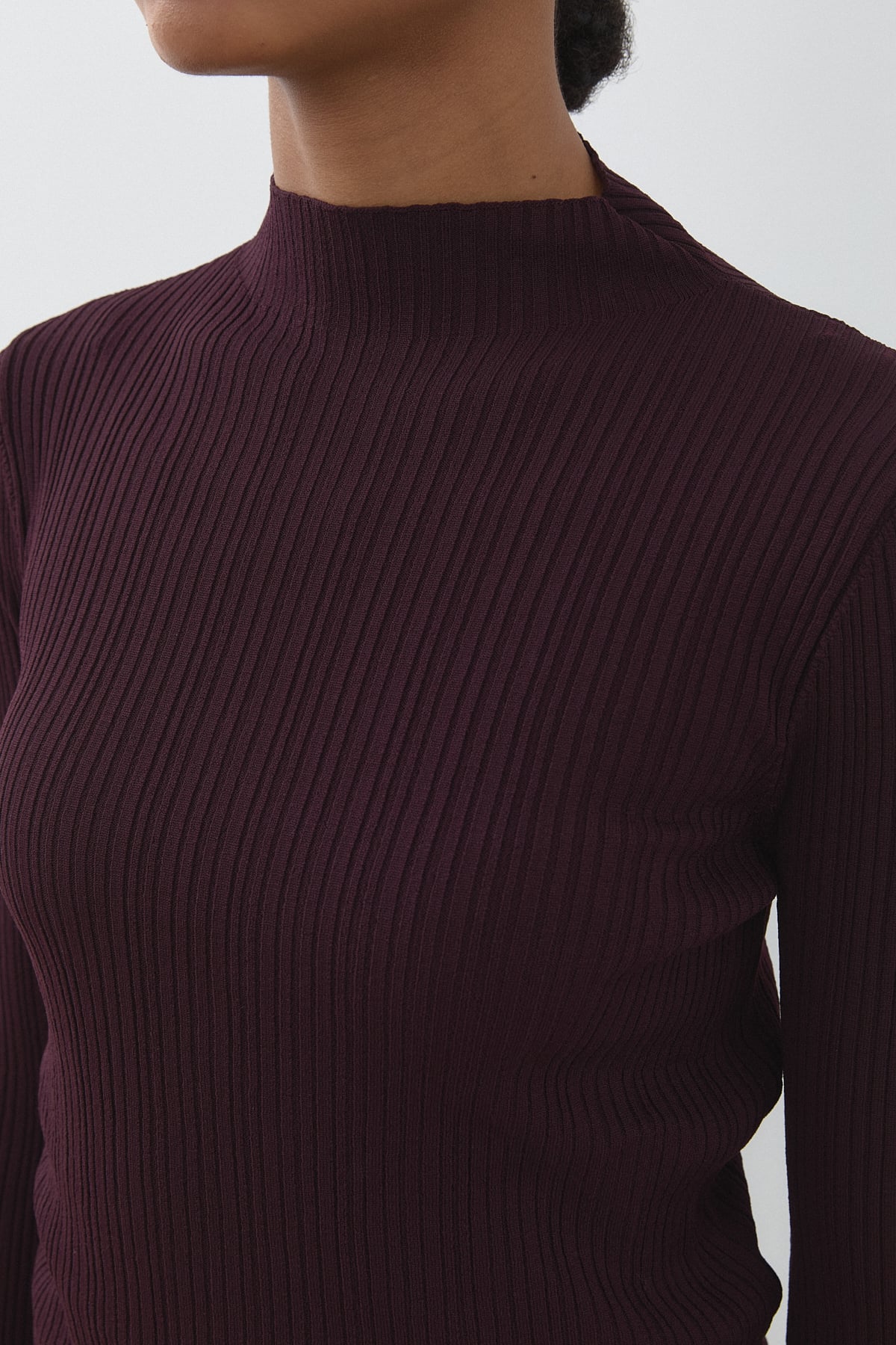 Nihan Fitilli Triko Rayon Bluz  Bordo