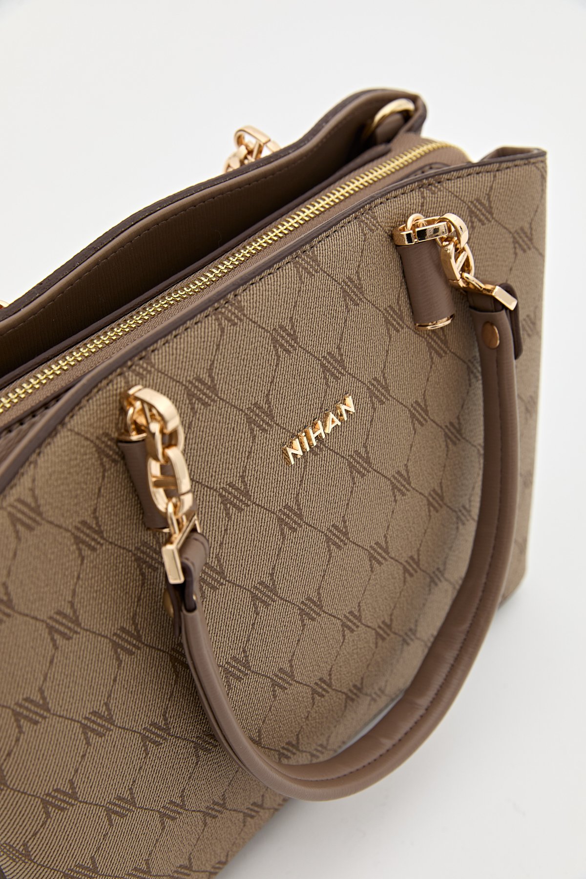 Nihan Monogram Shopper Çanta  Bej