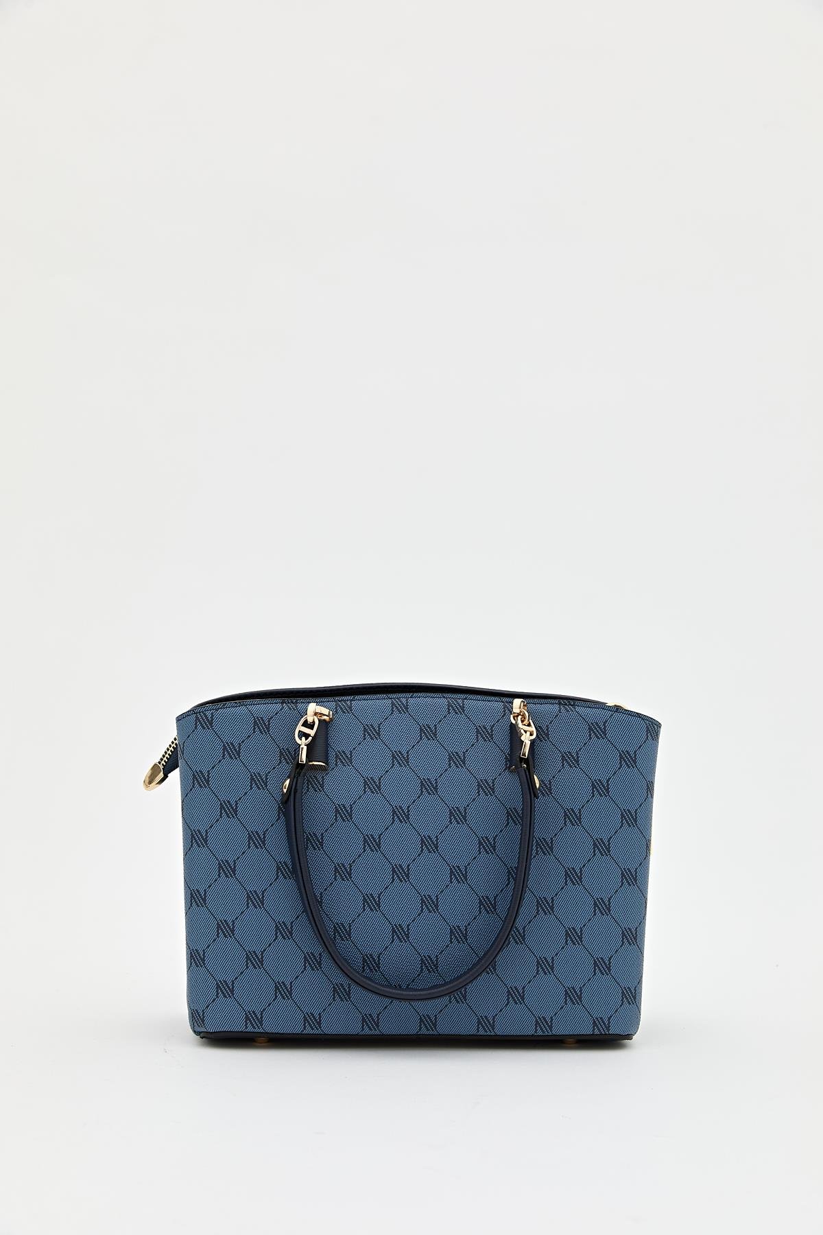 Nihan Monogram Shopper Çanta  Lacivert