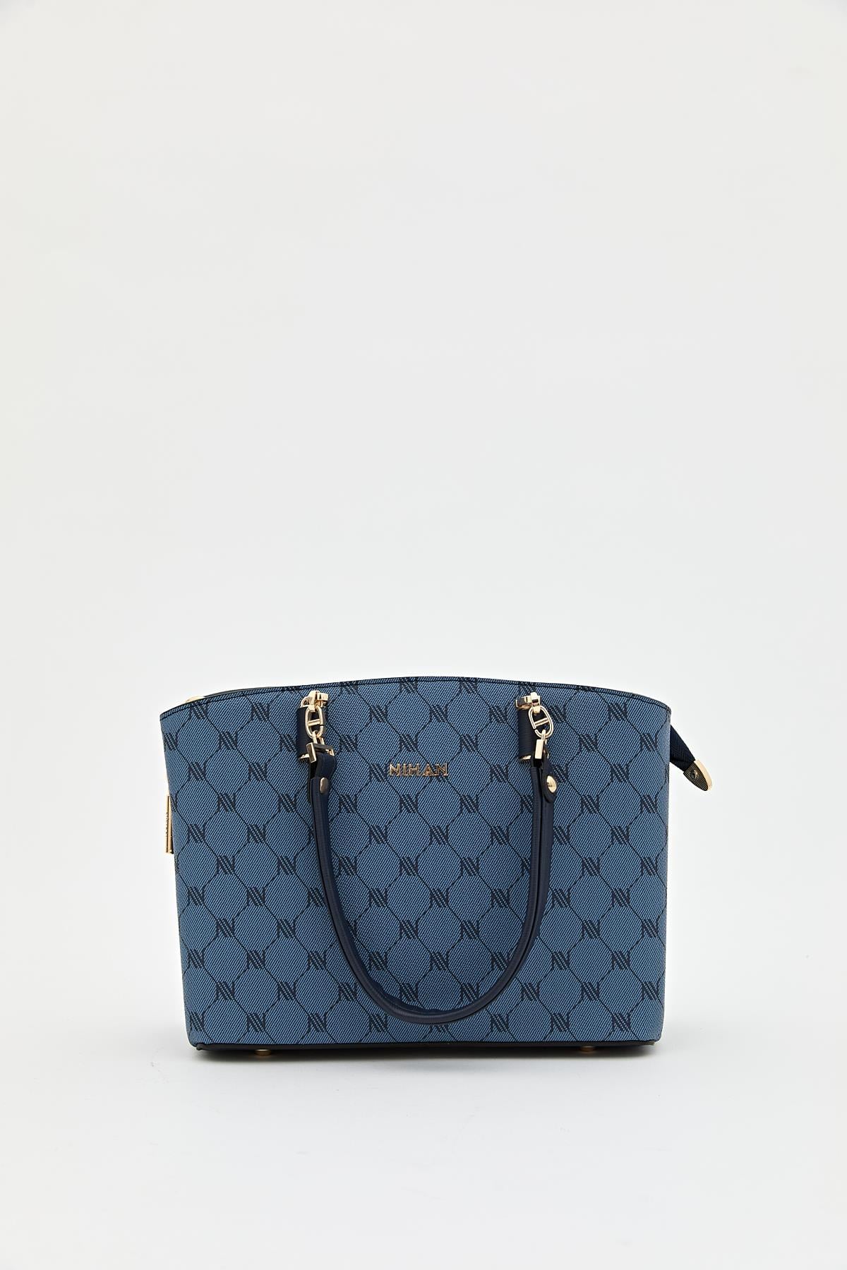 Nihan Monogram Shopper Çanta  Lacivert