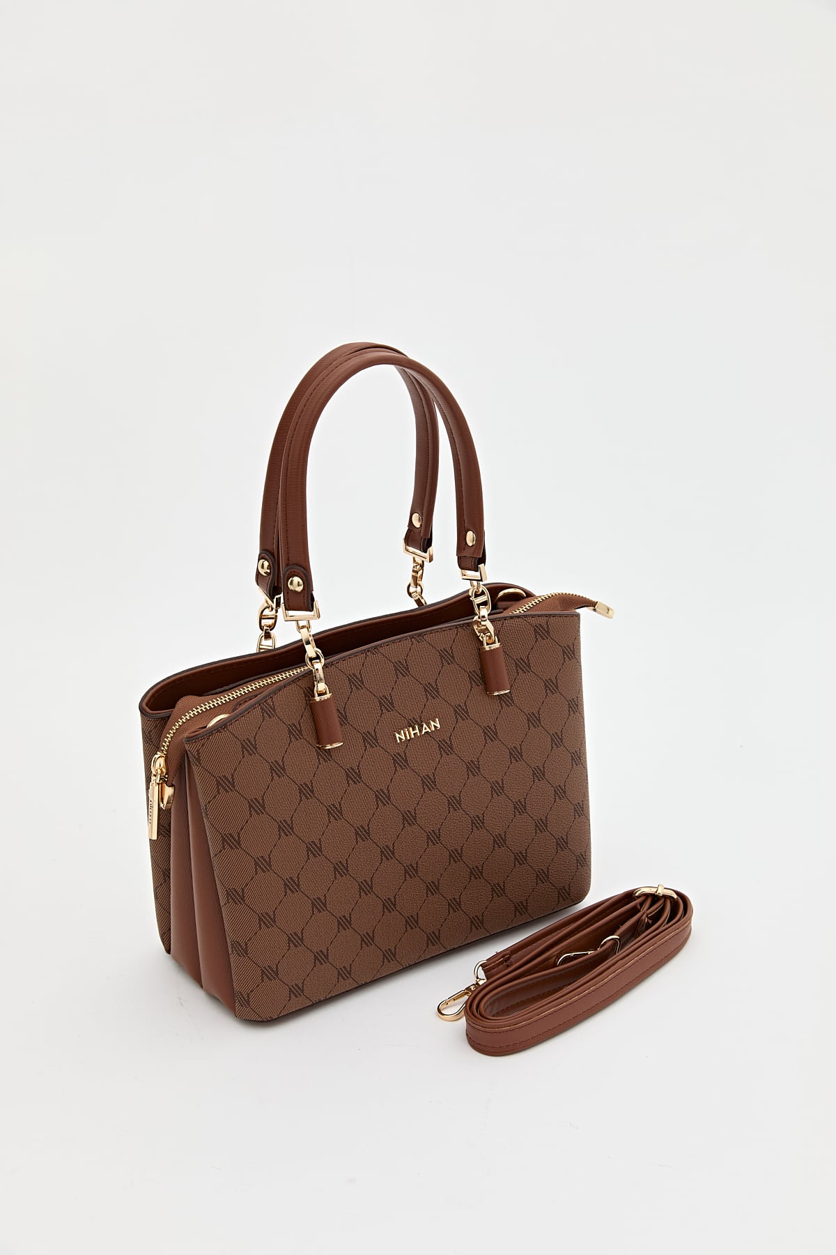 Nihan Monogram Shopper Çanta  Taba