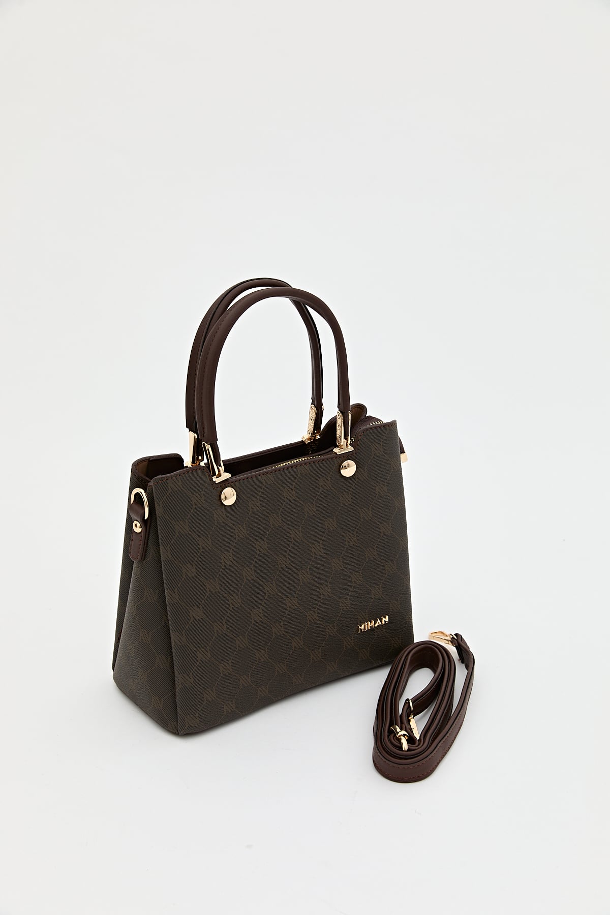 Nihan Monogram Tote Çanta  Kahve
