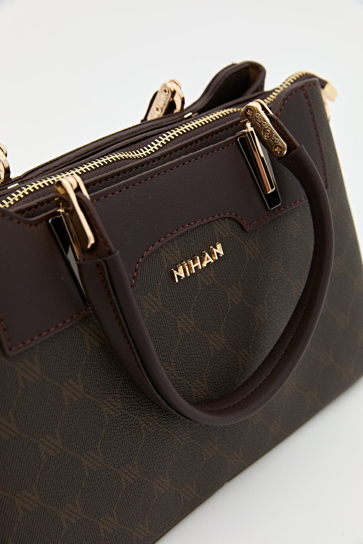 Nihan Monogram Tote Çanta  Kahve