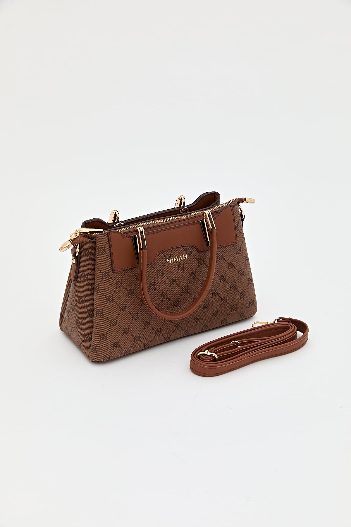 Nihan Monogram Tote Çanta  Taba