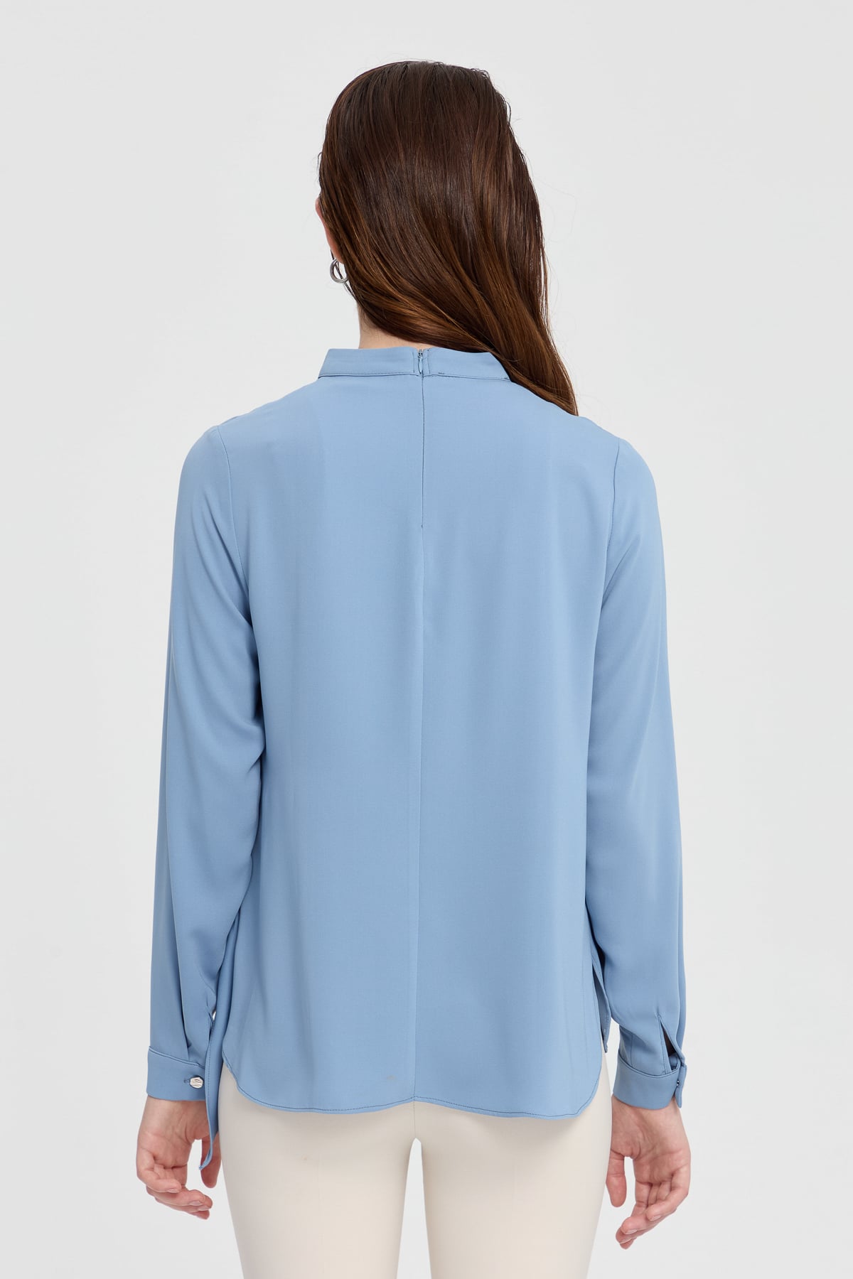 NİHAN Bluz Nihan Anvelop Bağlamalı Bluz  Mavi_modest
