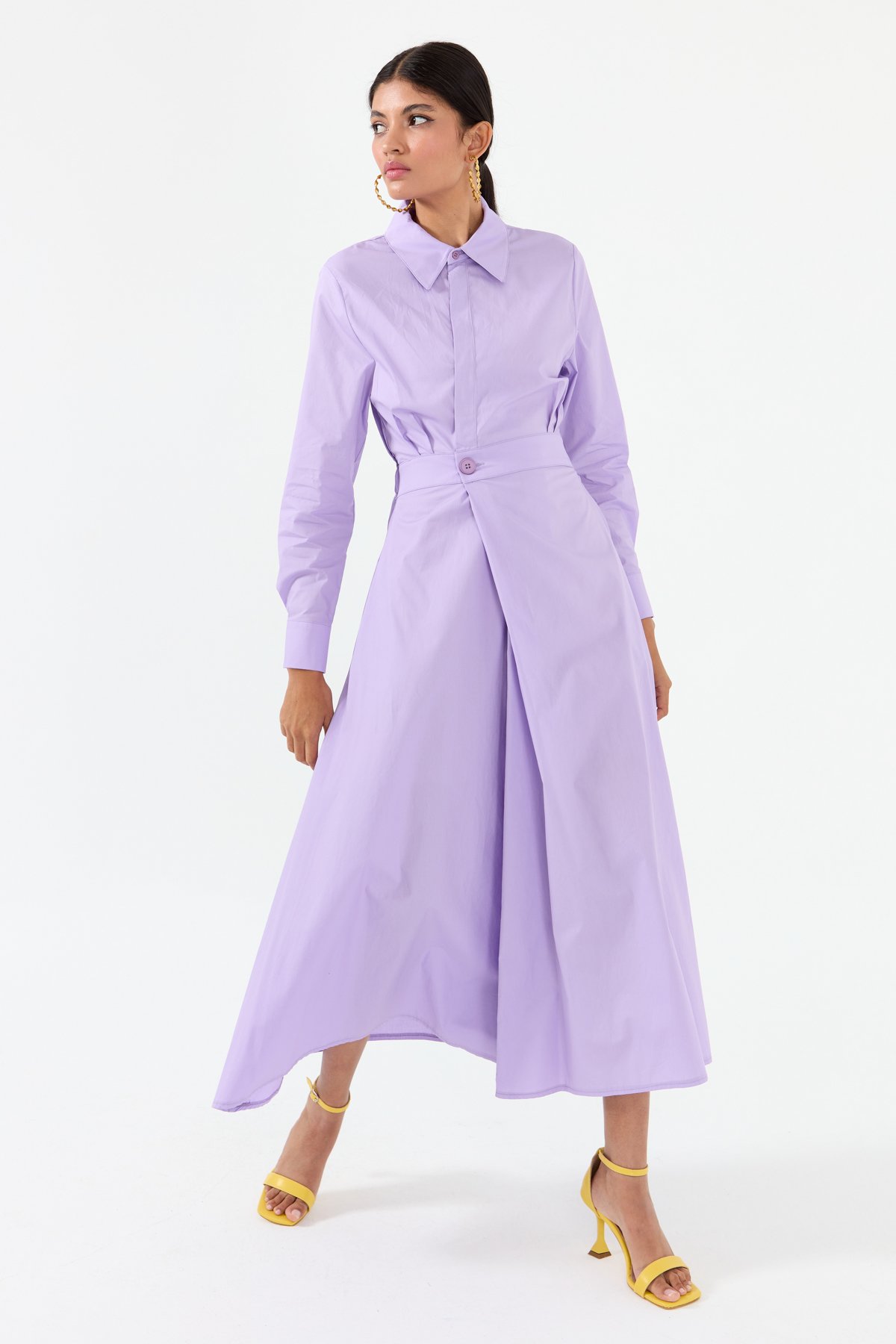 NİHAN Dress Nihan Anvelop Kapama Poplin Elbise  Lila_modest
