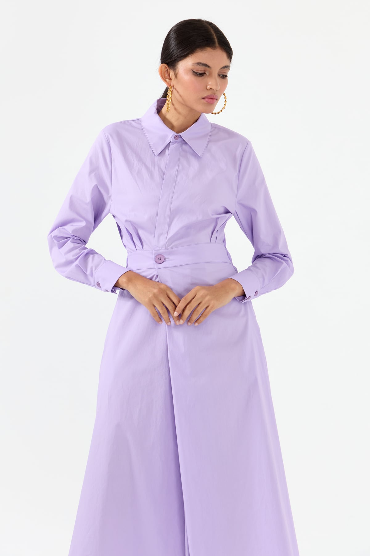 NİHAN Dress Nihan Anvelop Kapama Poplin Elbise  Lila_modest