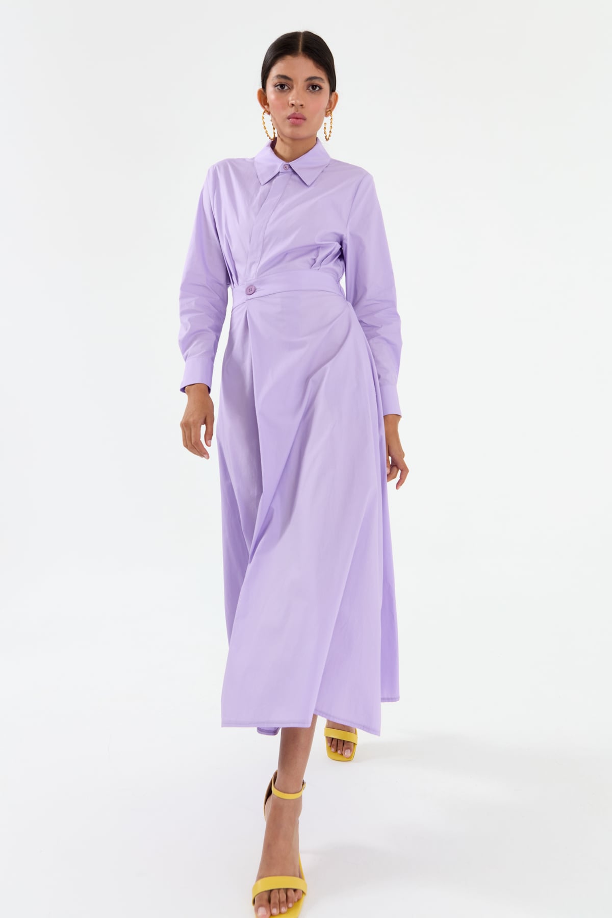 NİHAN Dress Nihan Anvelop Kapama Poplin Elbise  Lila_modest